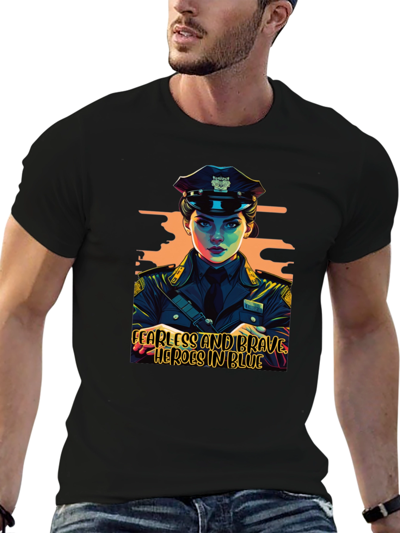 Fearless Heroes in Blue Graphic T-Shirt