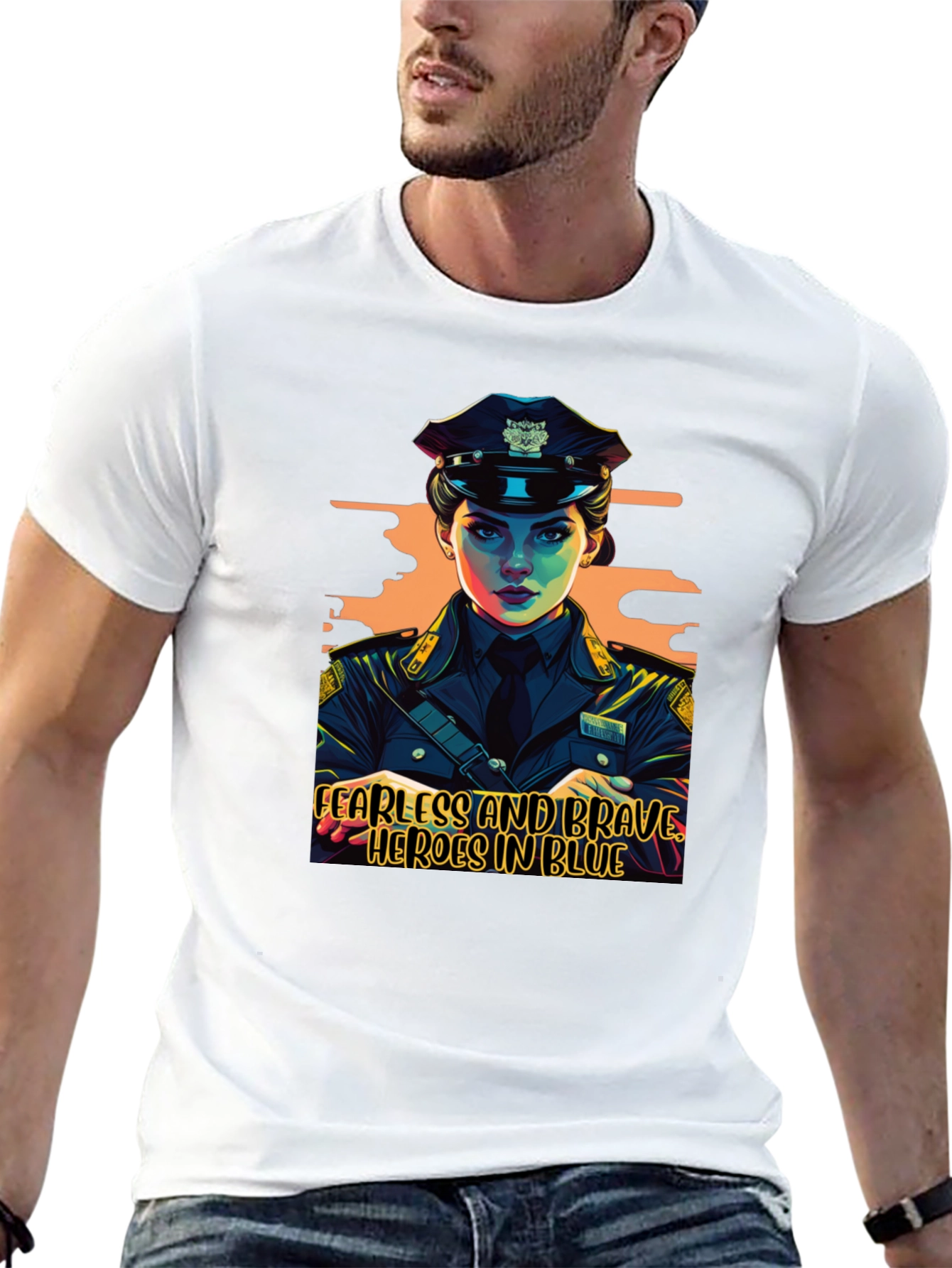 Fearless Heroes in Blue Graphic T-Shirt