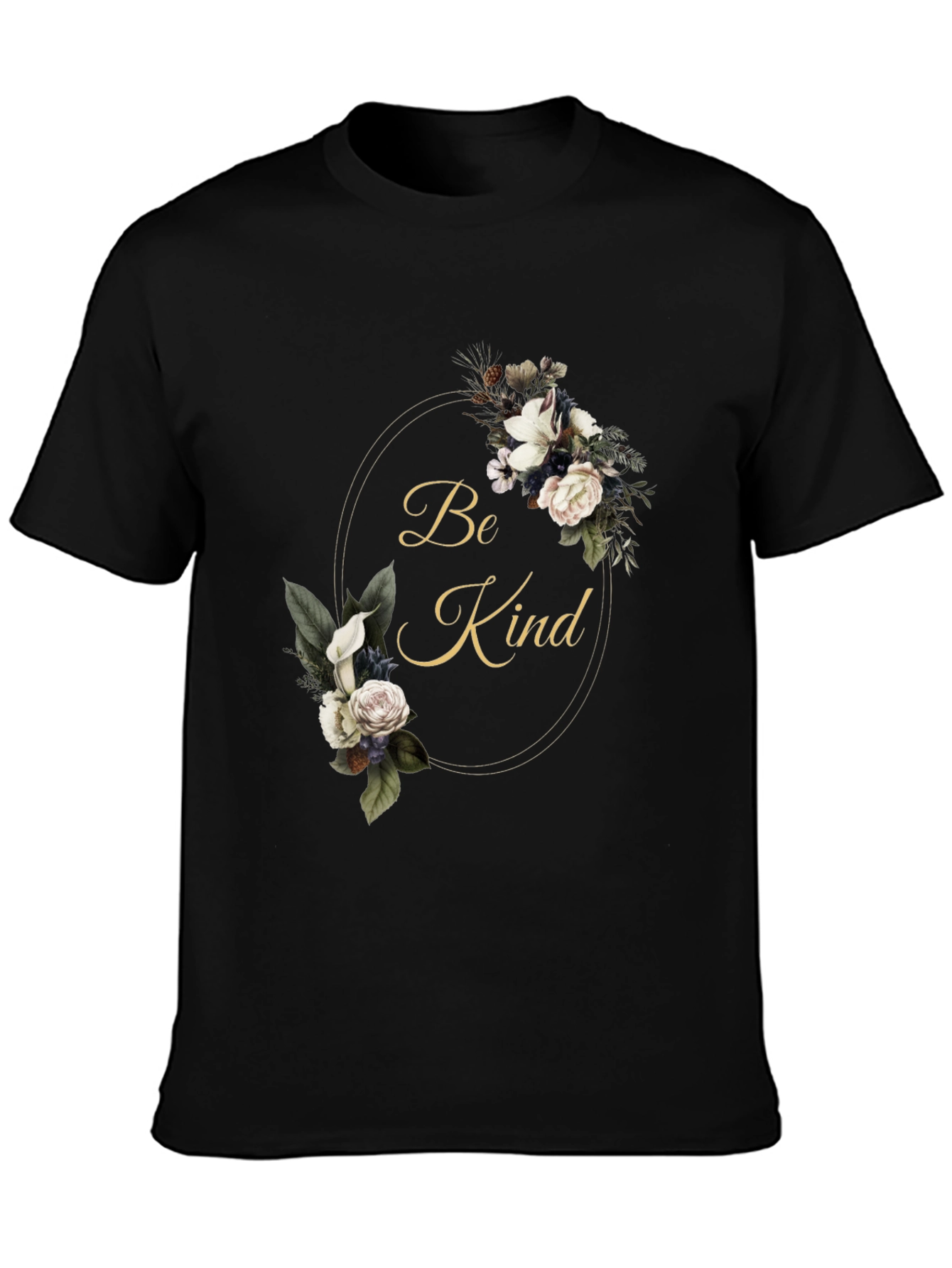 Floral Be Kind Black T-Shirt