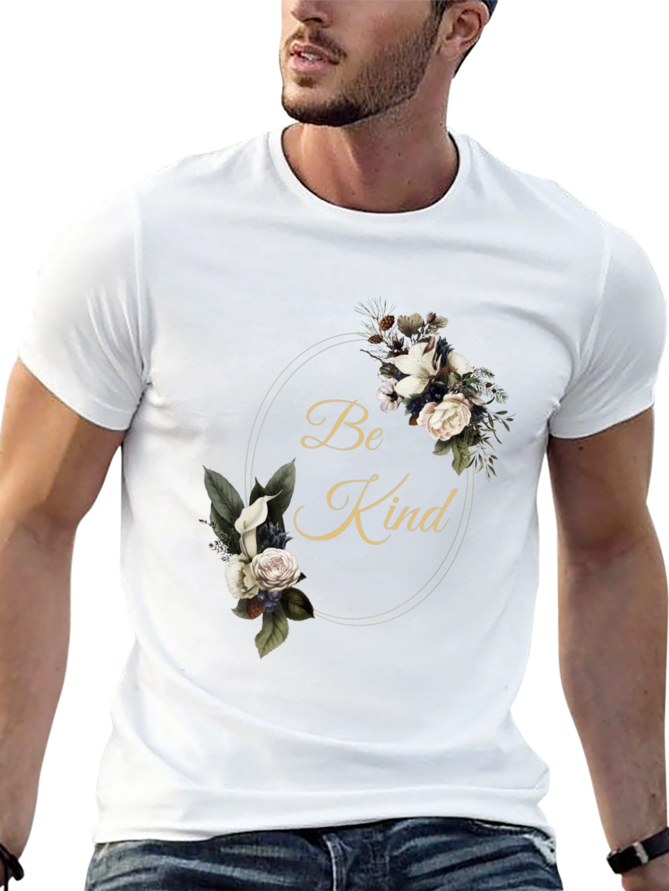 Floral Be Kind Black T-Shirt