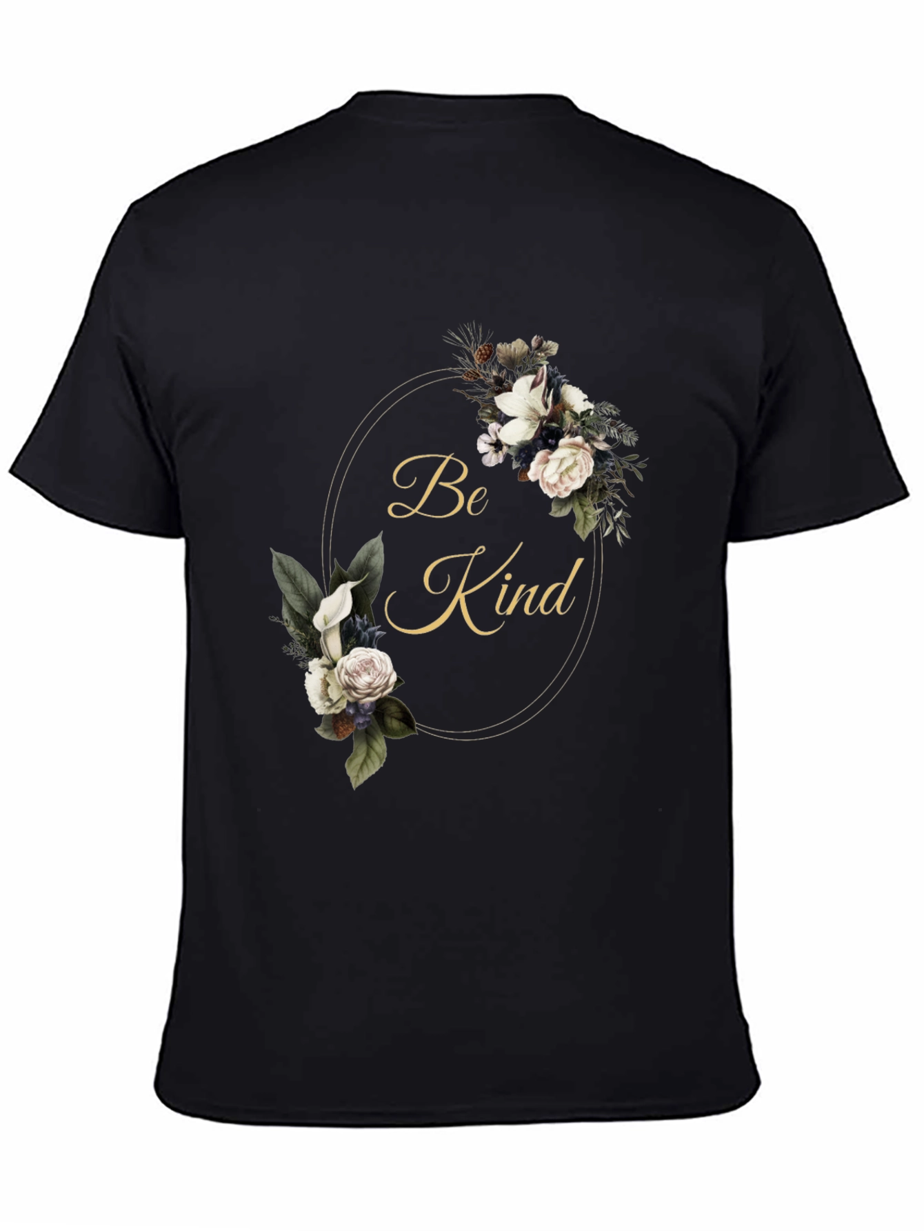 Floral Be Kind Black T-Shirt