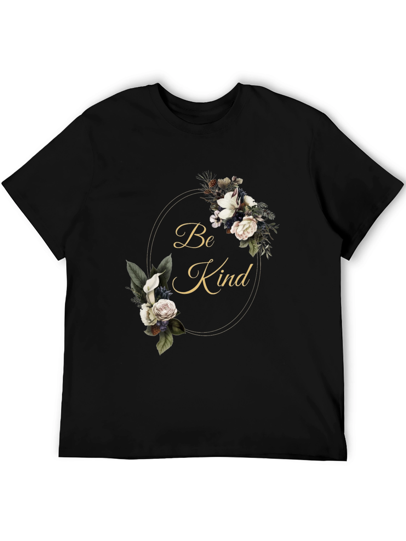 Floral Be Kind Black T-Shirt