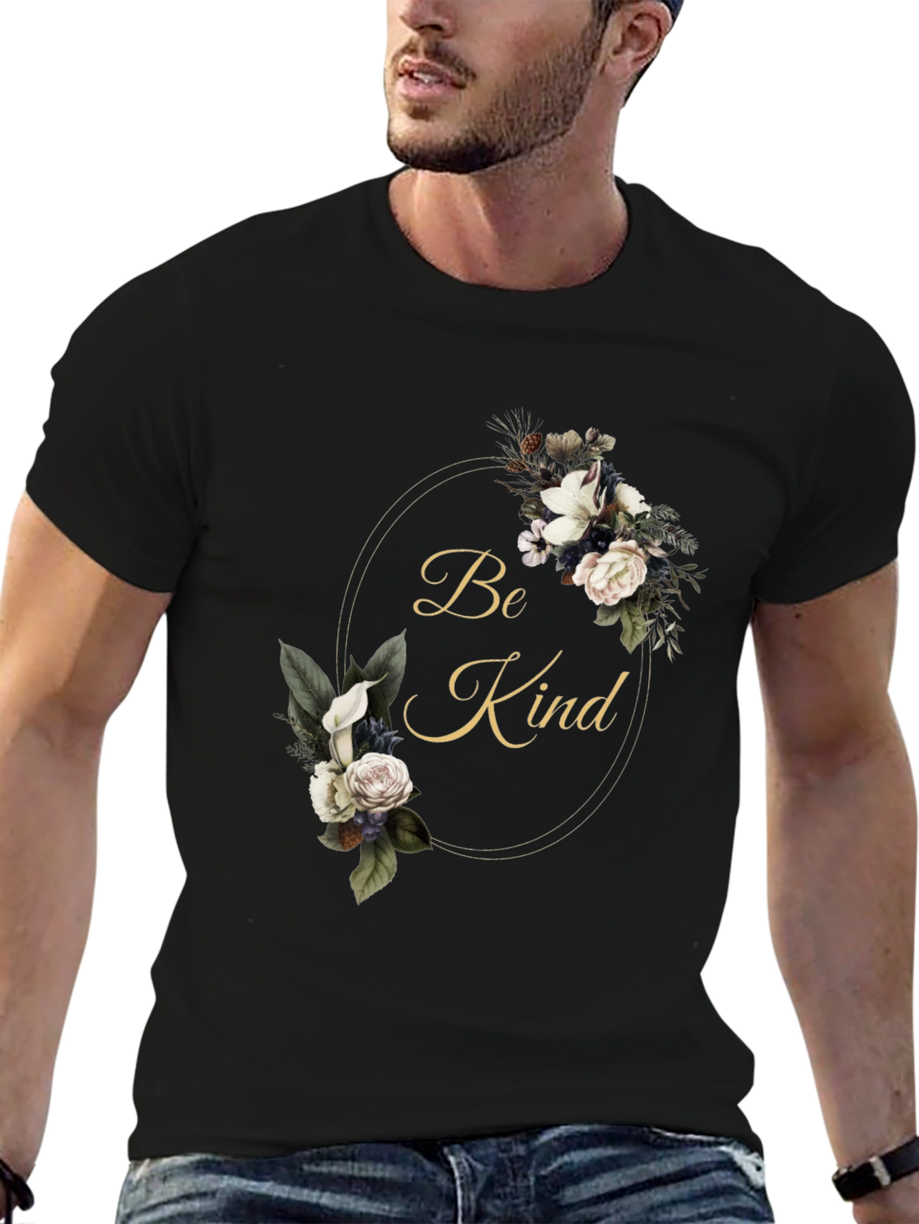 Floral Be Kind Black T-Shirt