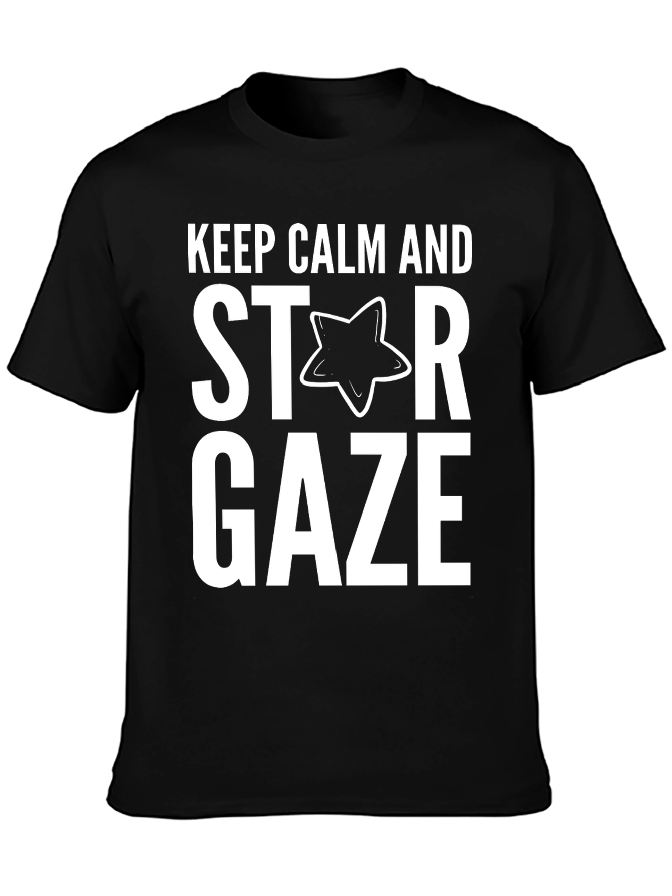 Keep Calm Star Gaze Black Cotton Tee