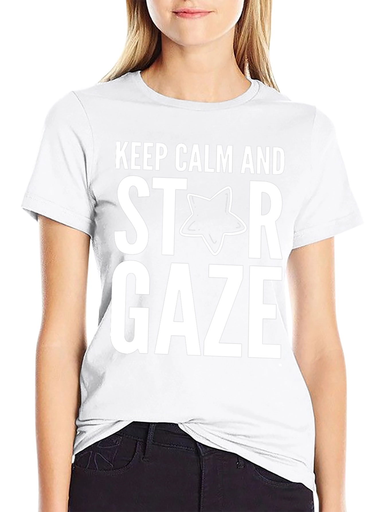 Keep Calm Star Gaze Black Cotton Tee