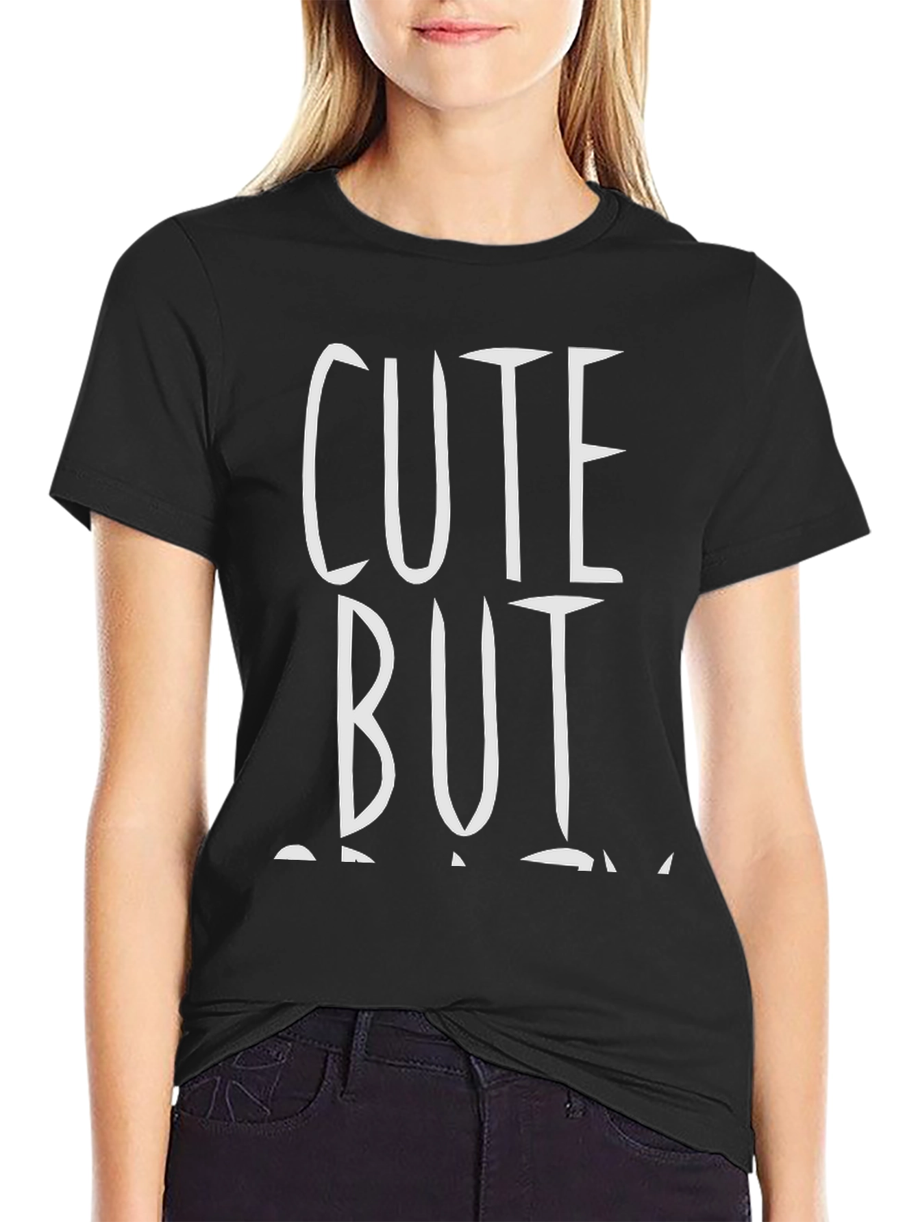 Cute But Crazy Graphic Tee - Black