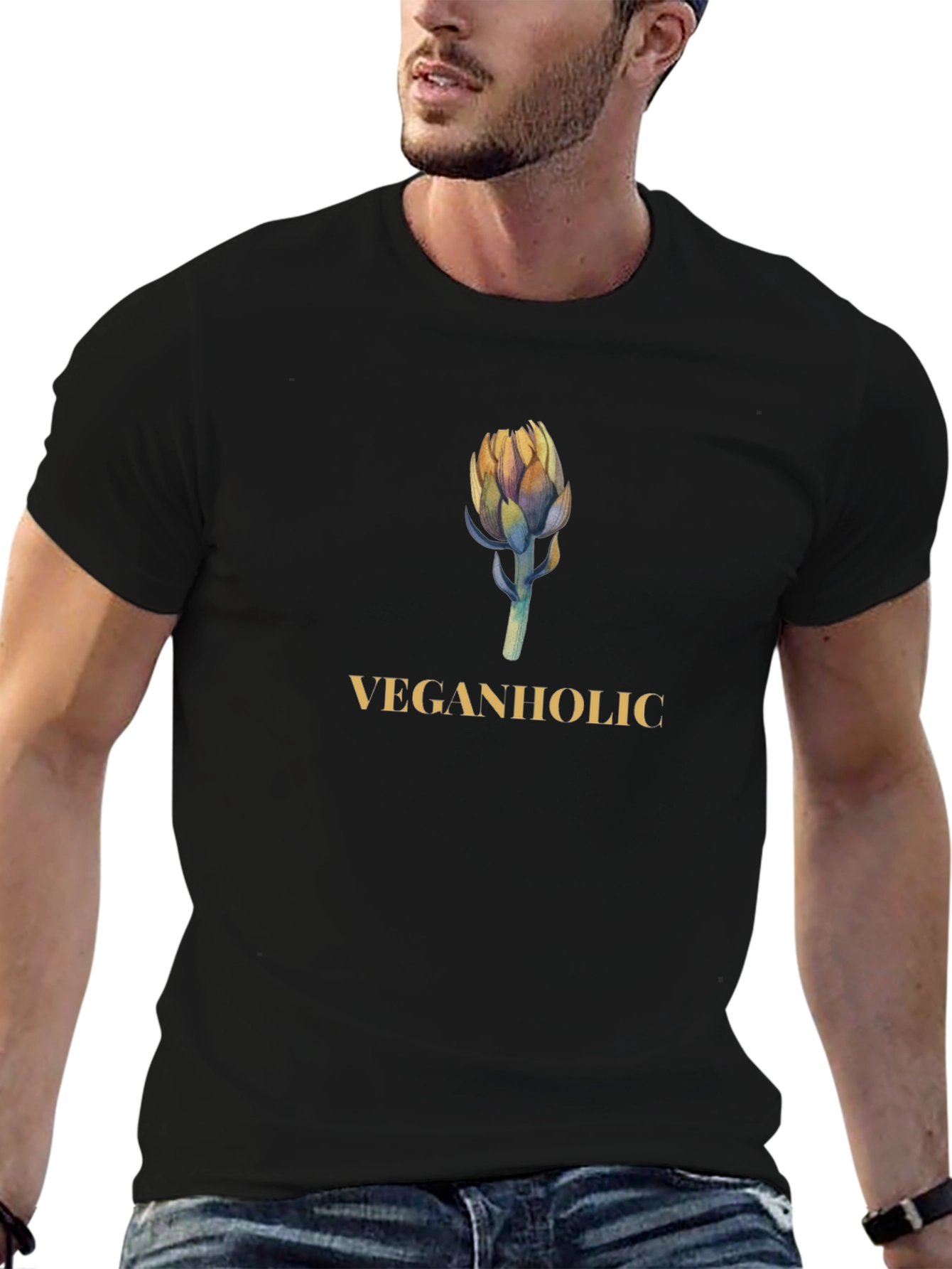 Veganholic Graphic Tee - Black Cotton T-Shirt