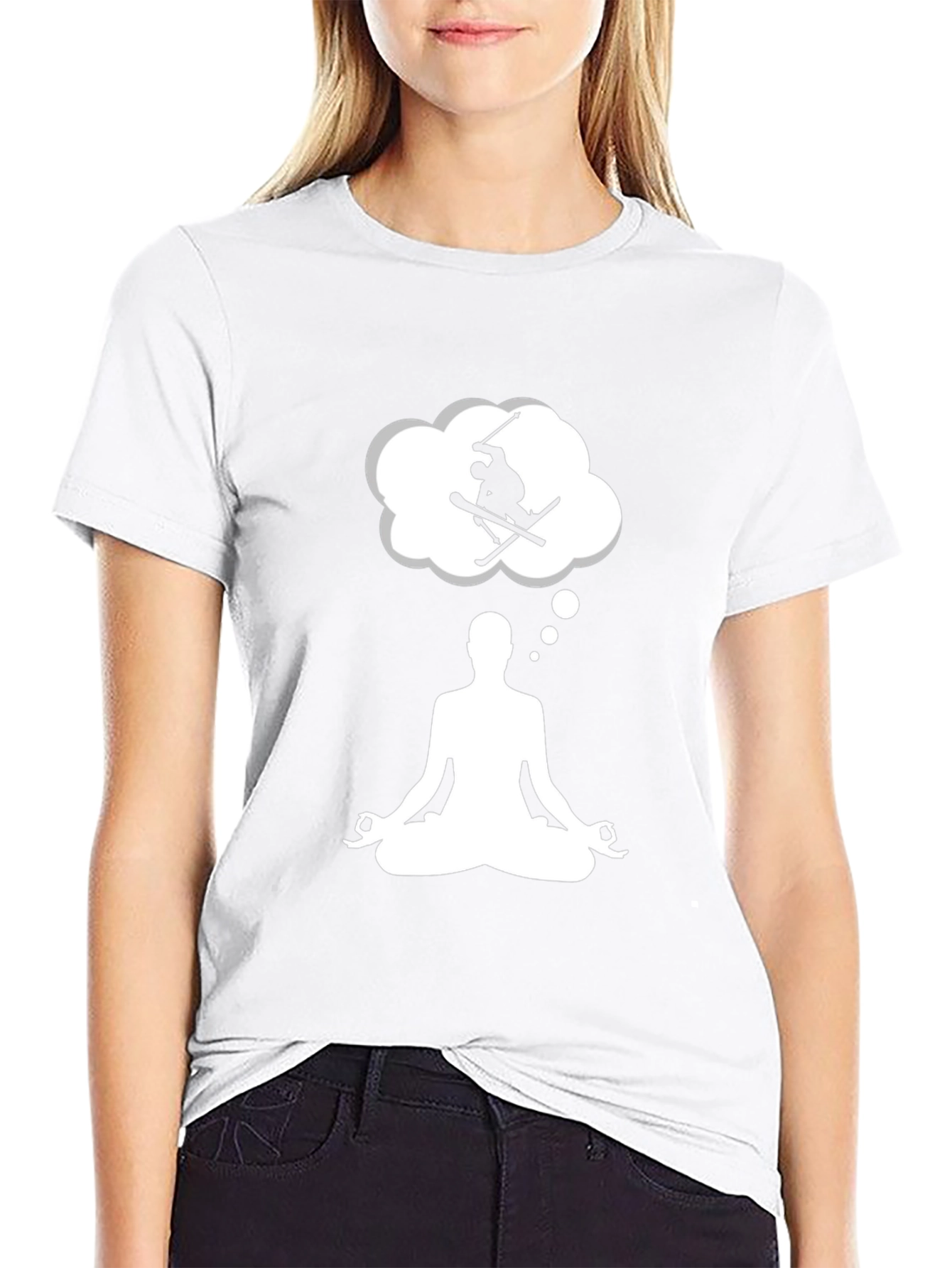 Meditating Skier T-Shirt - Black Cotton Blend