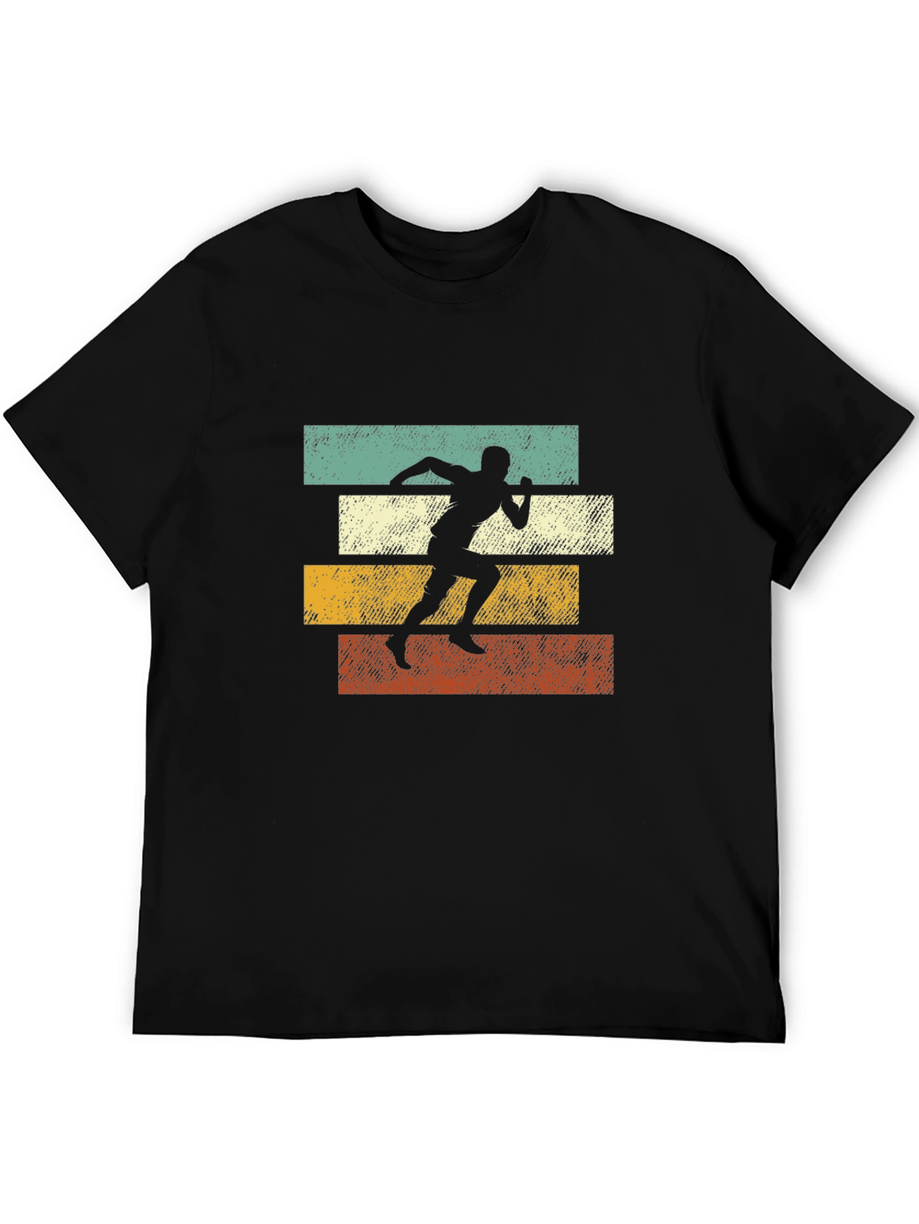 Retro Runner Graphic Tee | Black Cotton T-Shirt