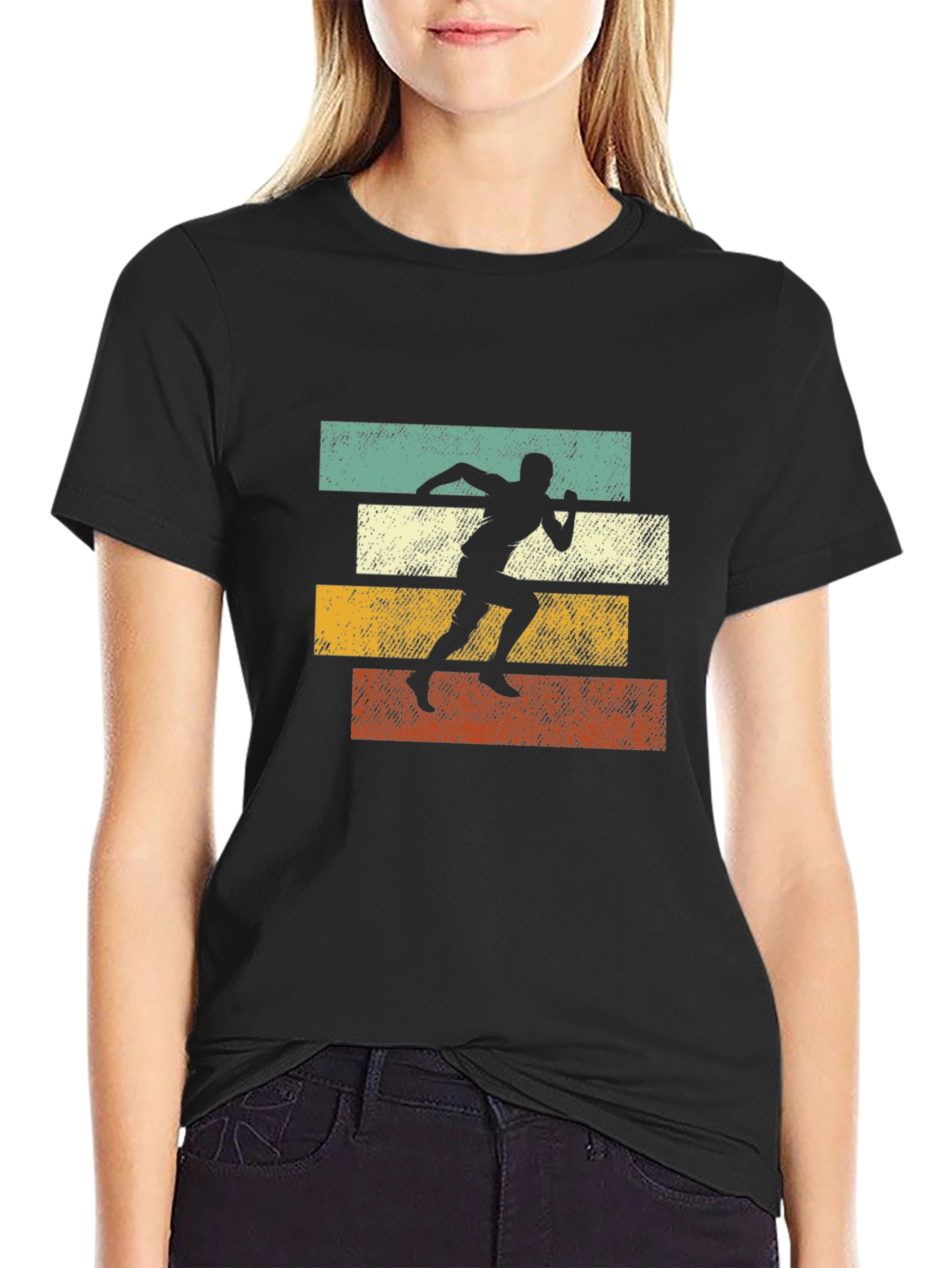 Retro Runner Graphic Tee | Black Cotton T-Shirt