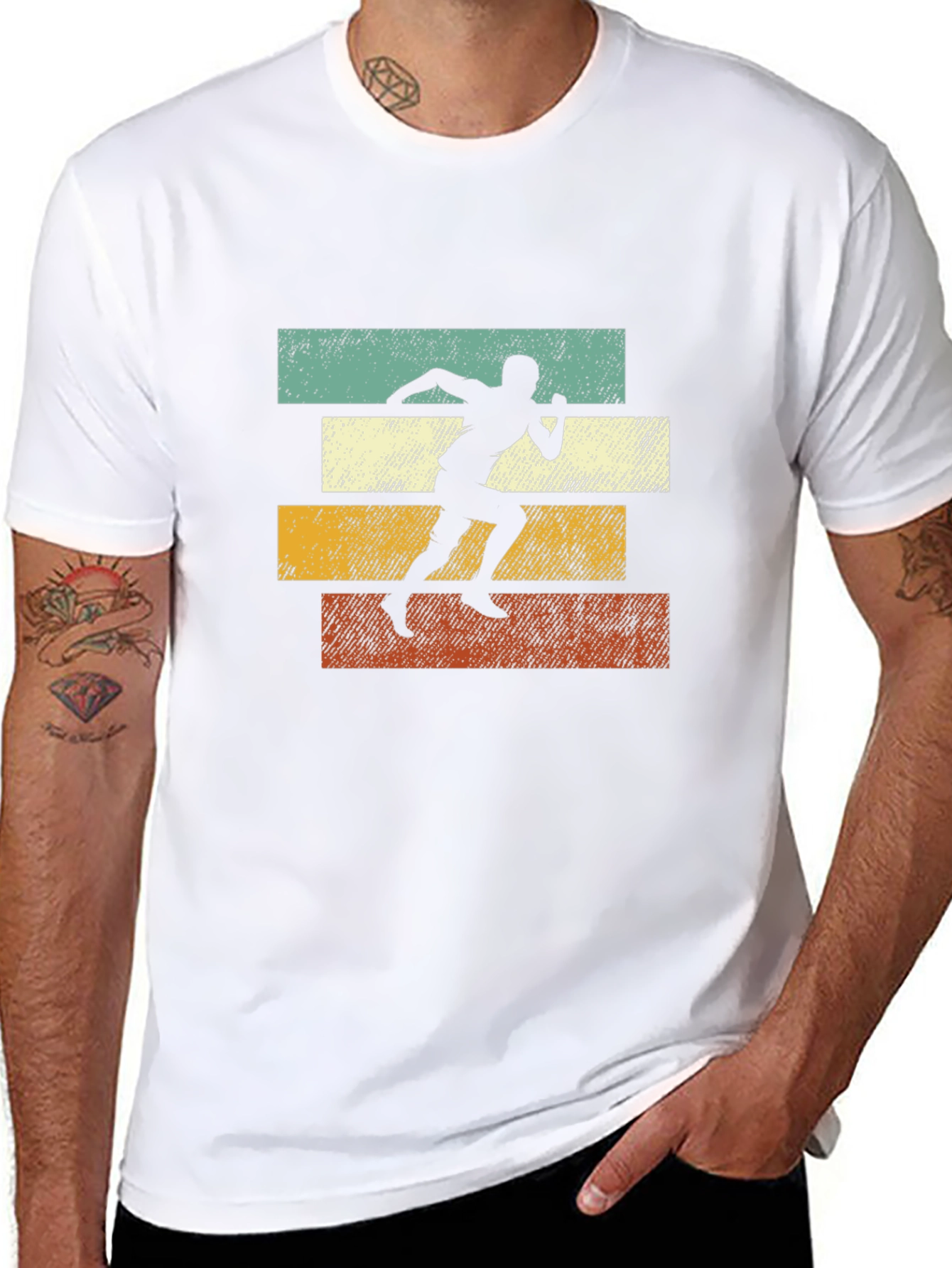 Retro Runner Graphic Tee | Black Cotton T-Shirt