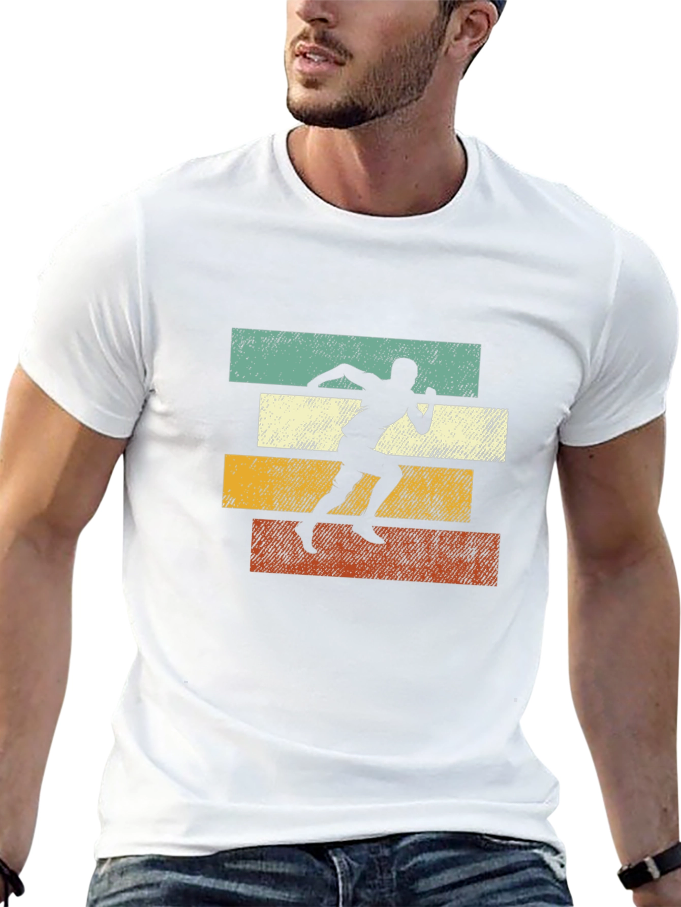 Retro Runner Graphic Tee | Black Cotton T-Shirt