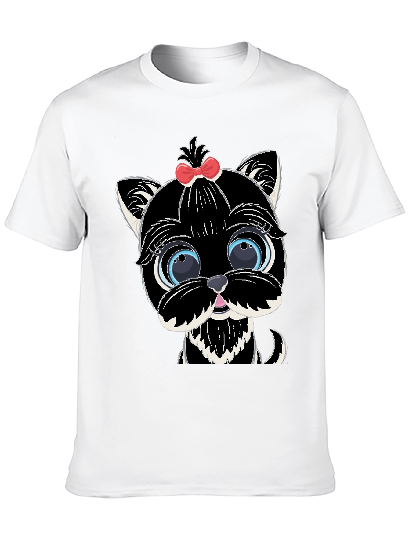 Cute Cartoon Dog Graphic Tee - Black