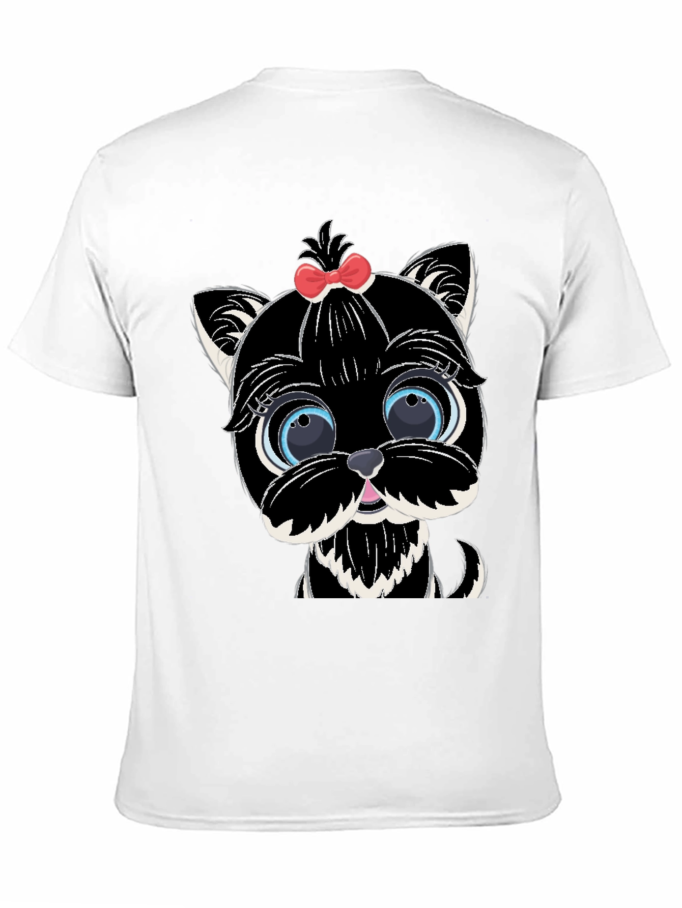 Cute Cartoon Dog Graphic Tee - Black