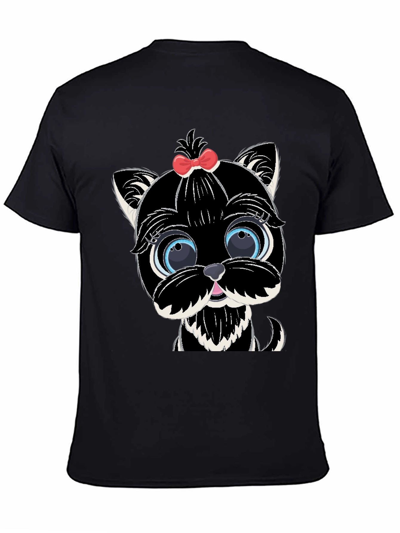 Cute Cartoon Dog Graphic Tee - Black