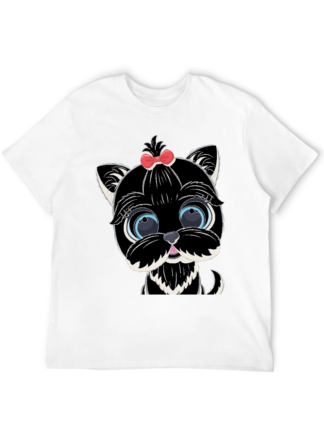 Cute Cartoon Dog Graphic Tee - Black