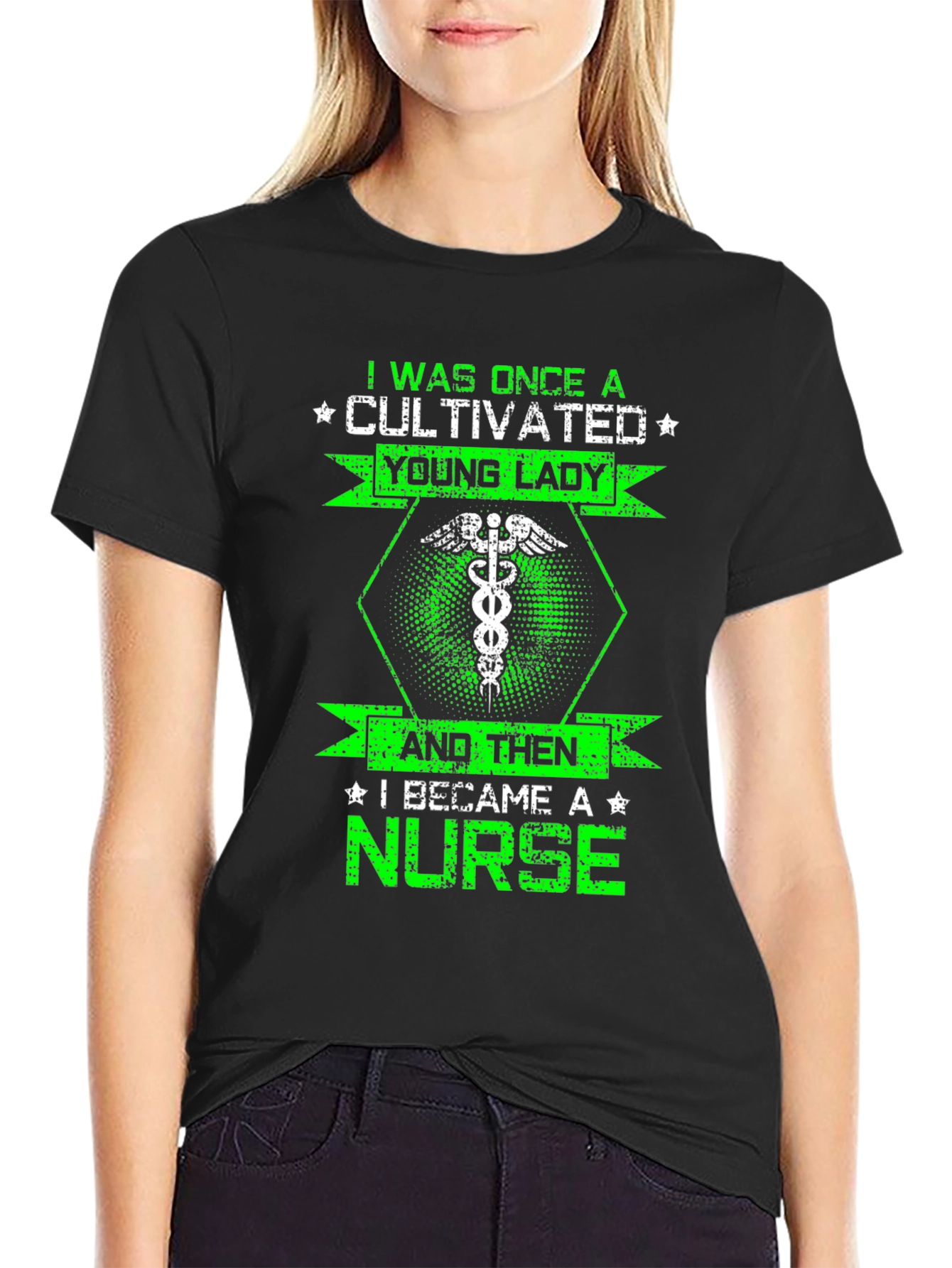 Cultivated Lady Nurse T-Shirt - Black