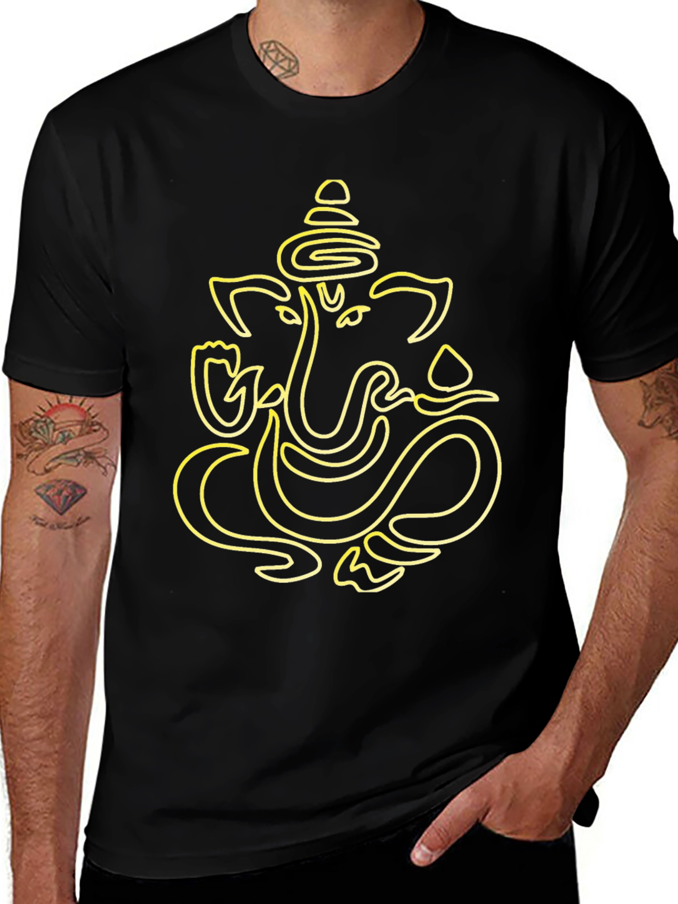 Ganesha Graphic Tee - Stylish Black Cotton T-Shirt