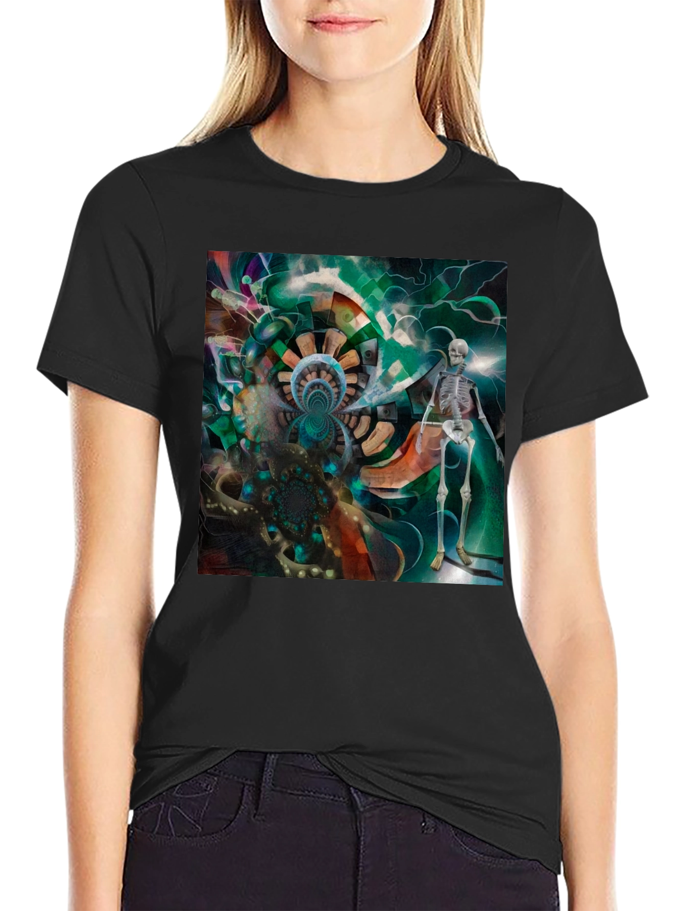 Surreal Skeleton Graphic Tee - Unique Art Design