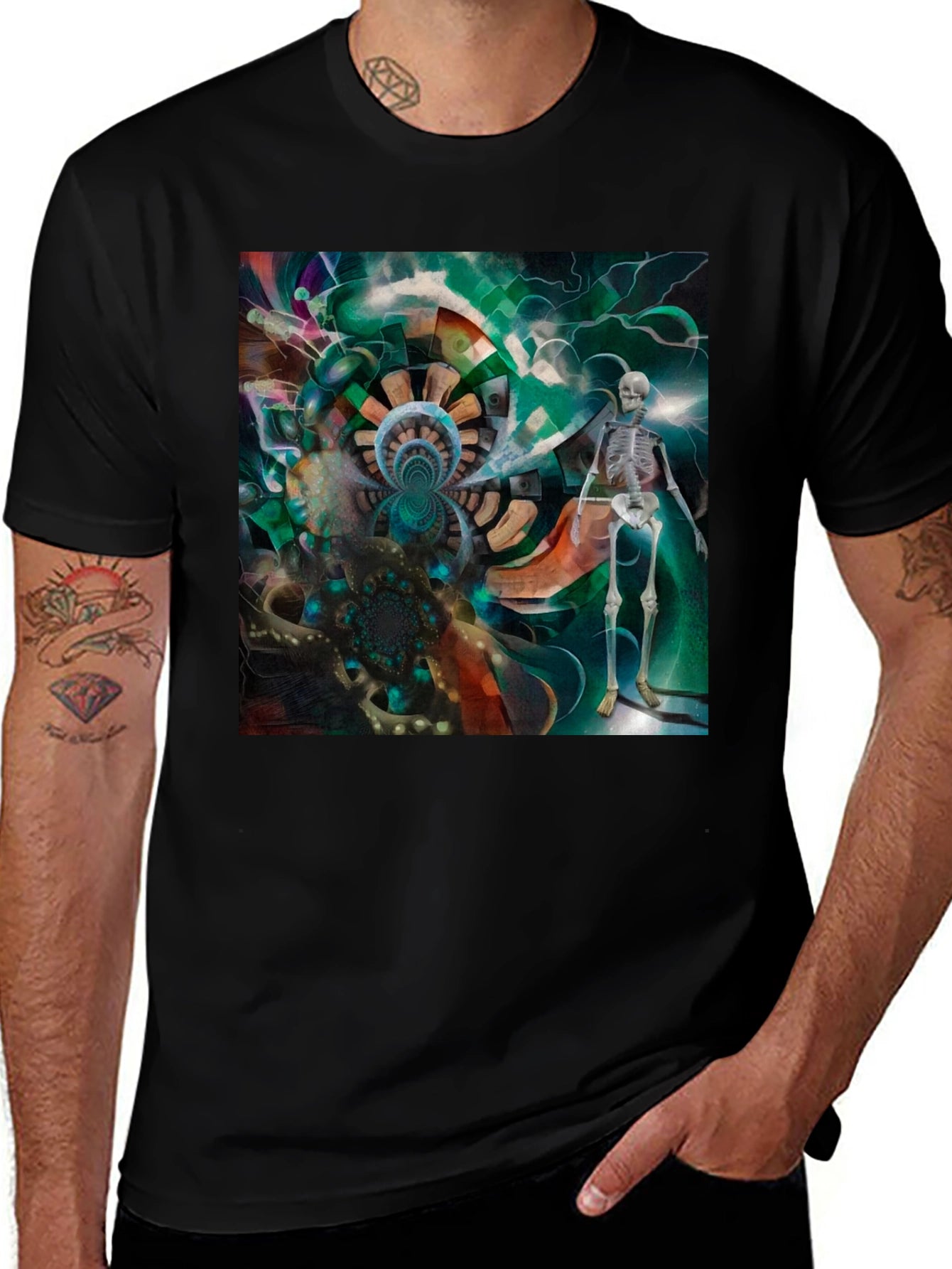 Surreal Skeleton Graphic Tee - Unique Art Design