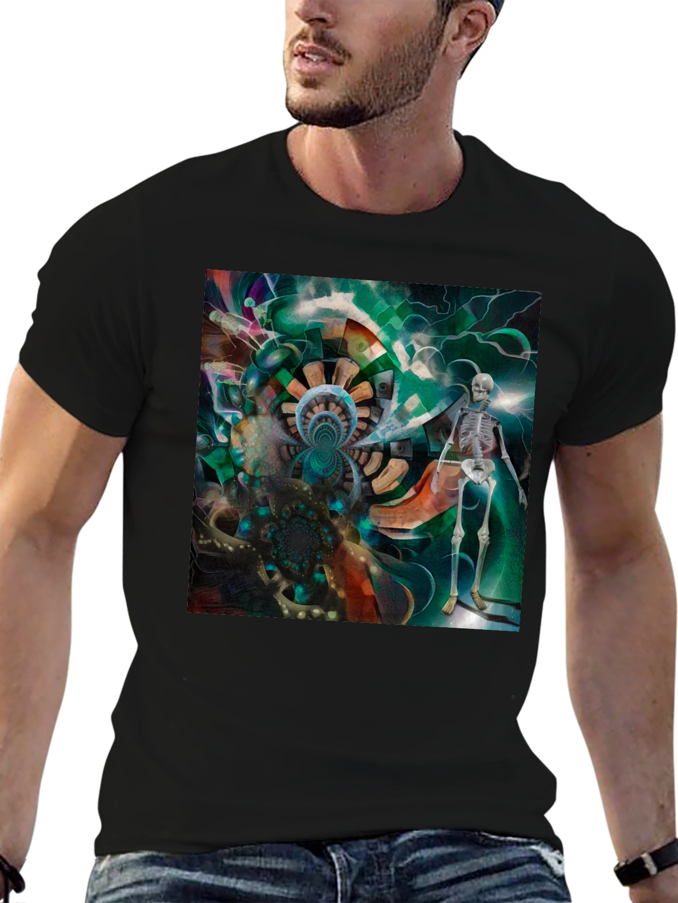 Surreal Skeleton Graphic Tee - Unique Art Design