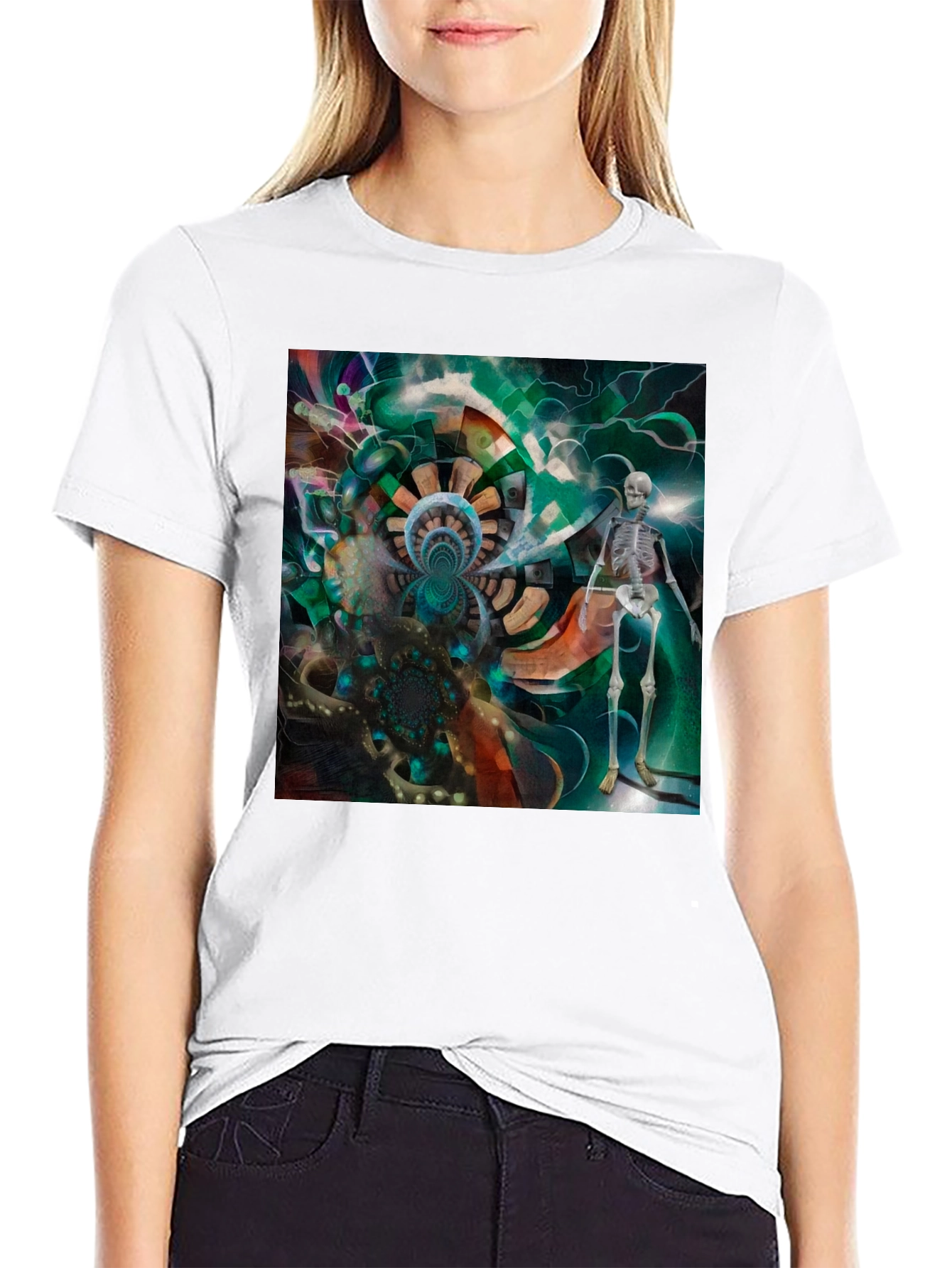 Surreal Skeleton Graphic Tee - Unique Art Design