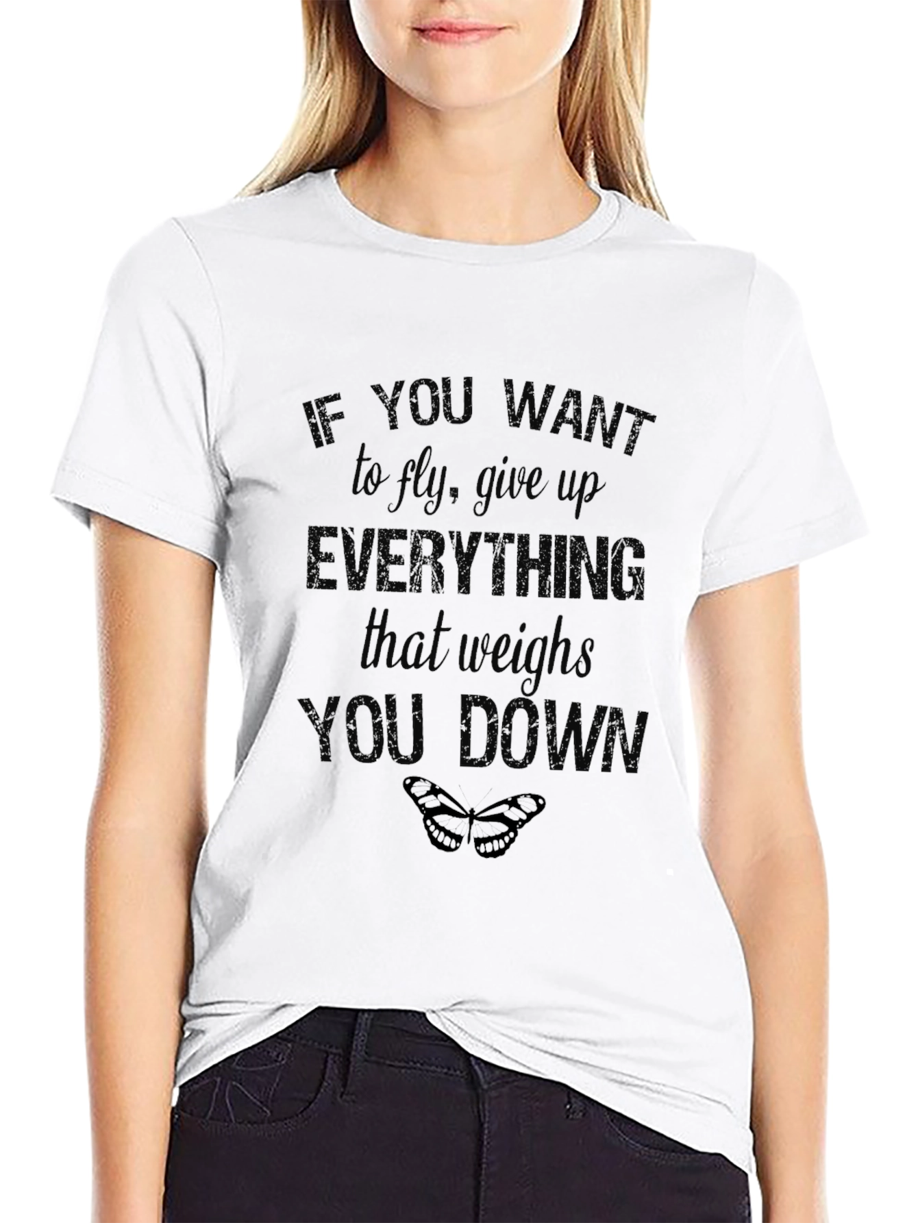Motivational Graphic T-Shirt - Fly and Be Free