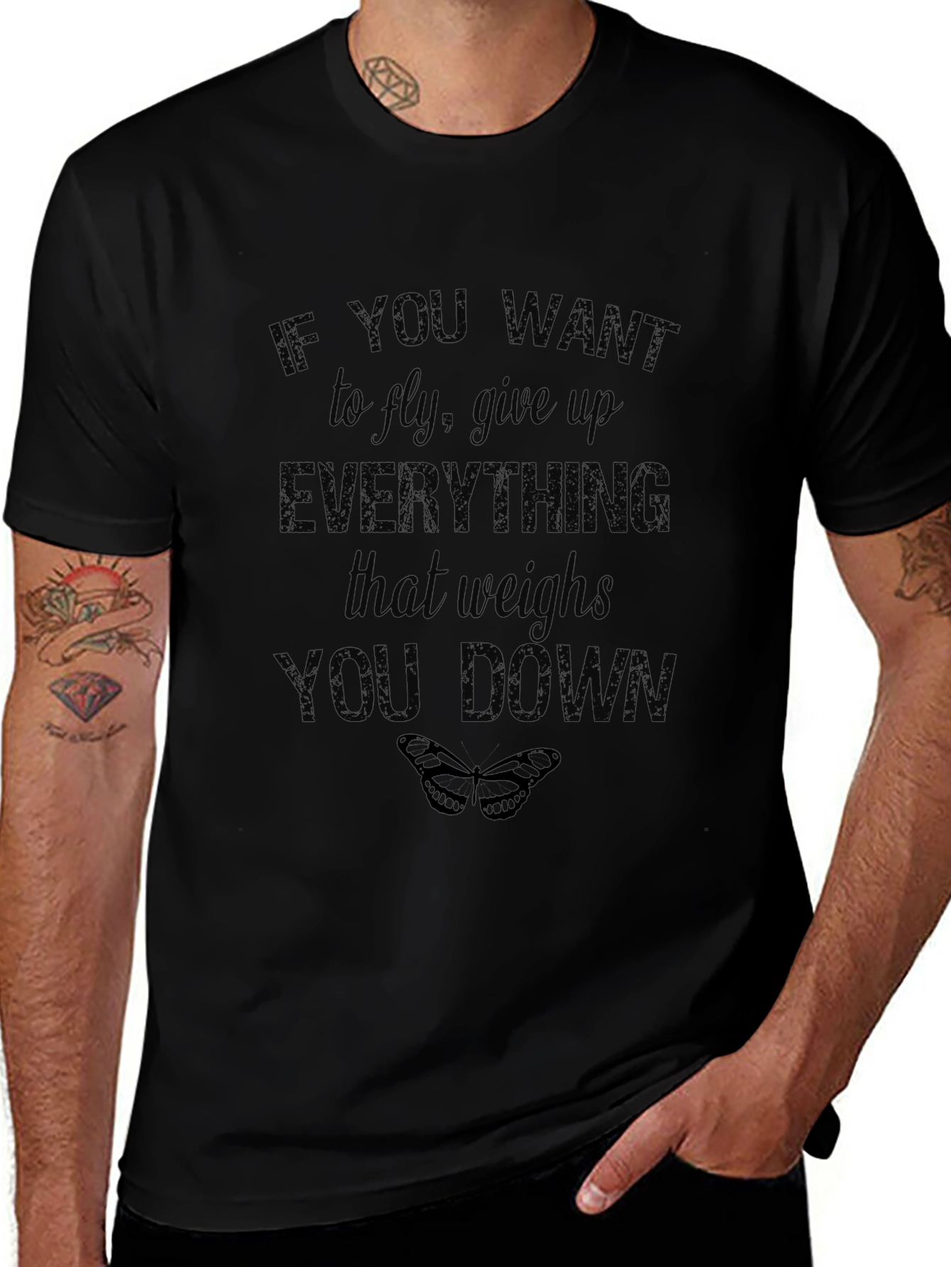 Motivational Graphic T-Shirt - Fly and Be Free