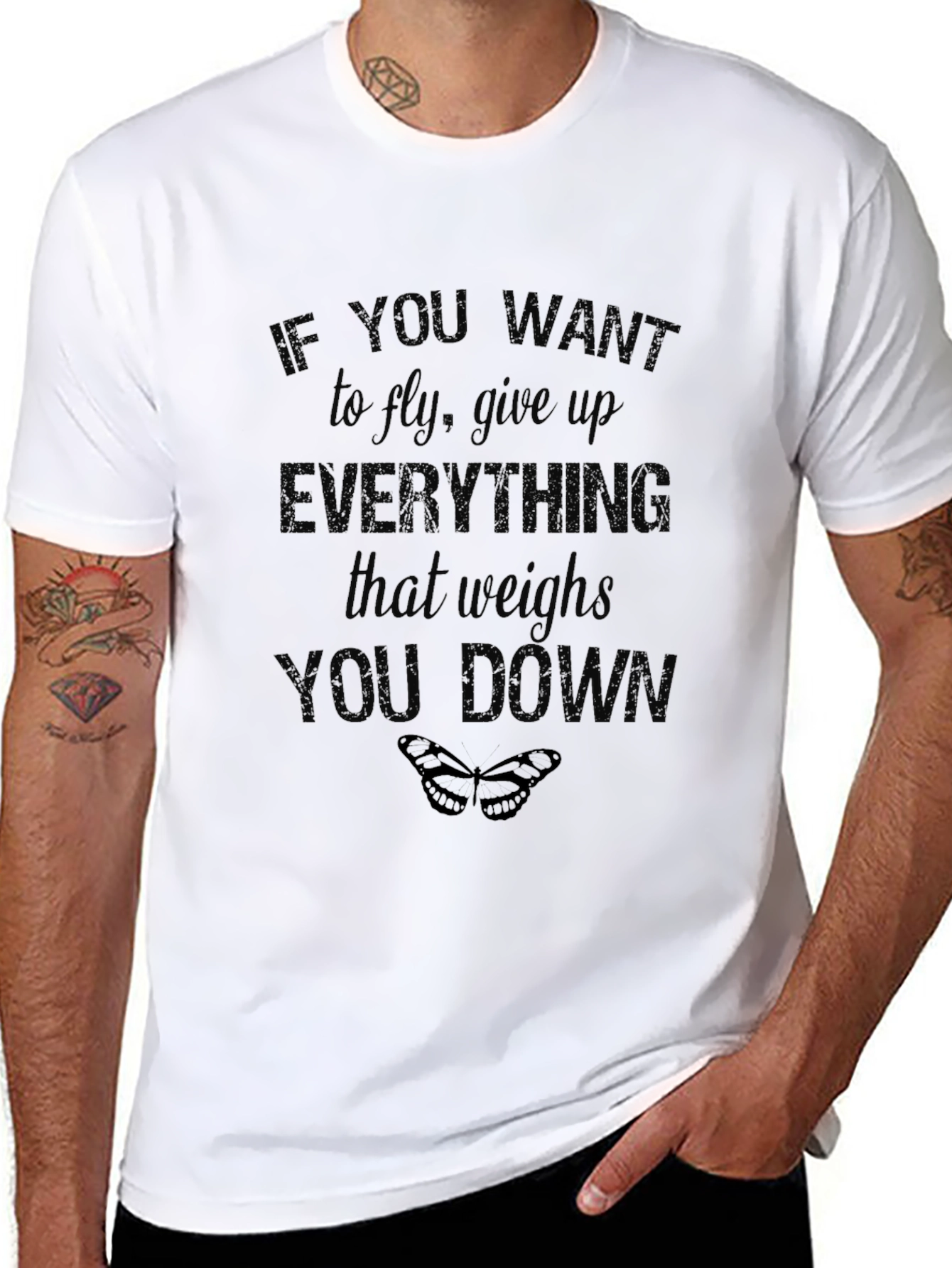 Motivational Graphic T-Shirt - Fly and Be Free