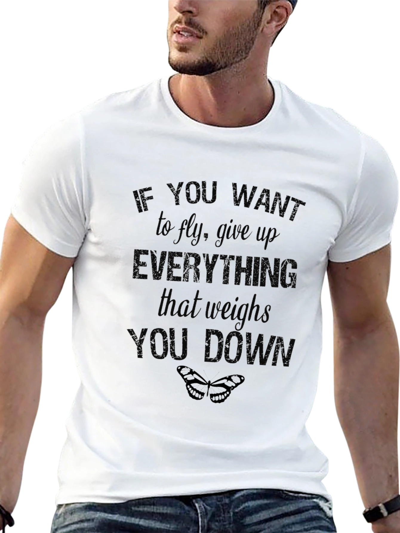 Motivational Graphic T-Shirt - Fly and Be Free