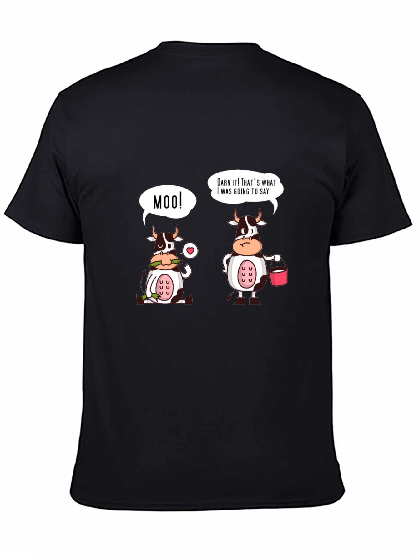 Funny Cow Moo T-Shirt - Black