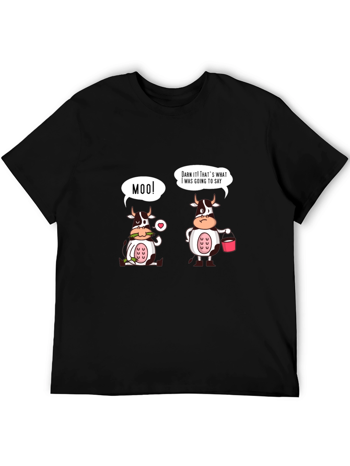 Funny Cow Moo T-Shirt - Black