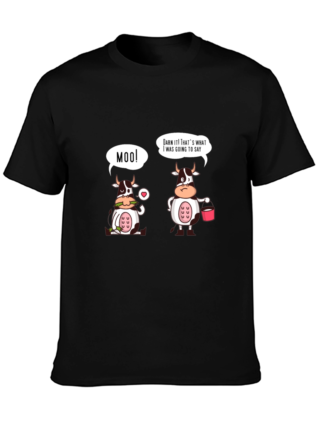 Funny Cow Moo T-Shirt - Black