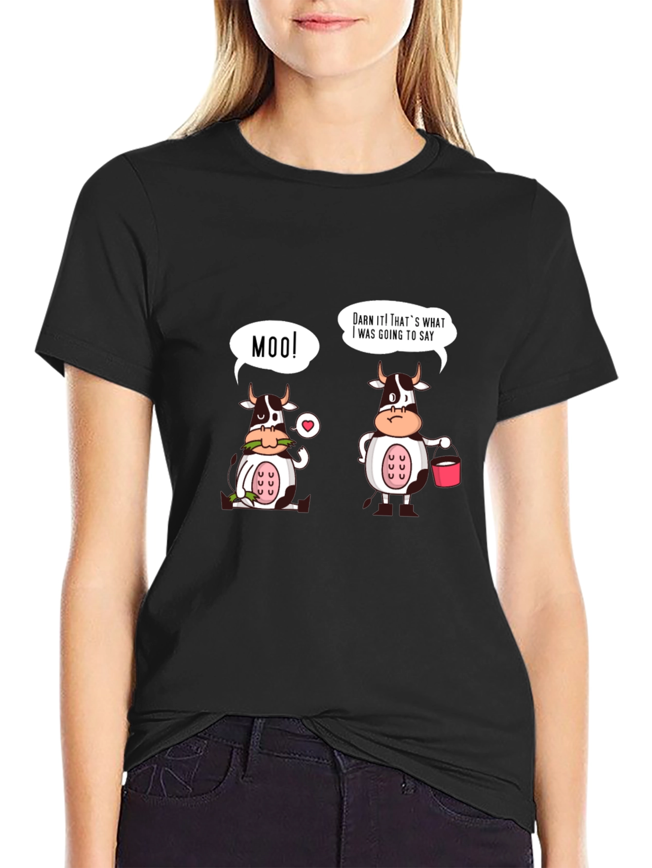 Funny Cow Moo T-Shirt - Black