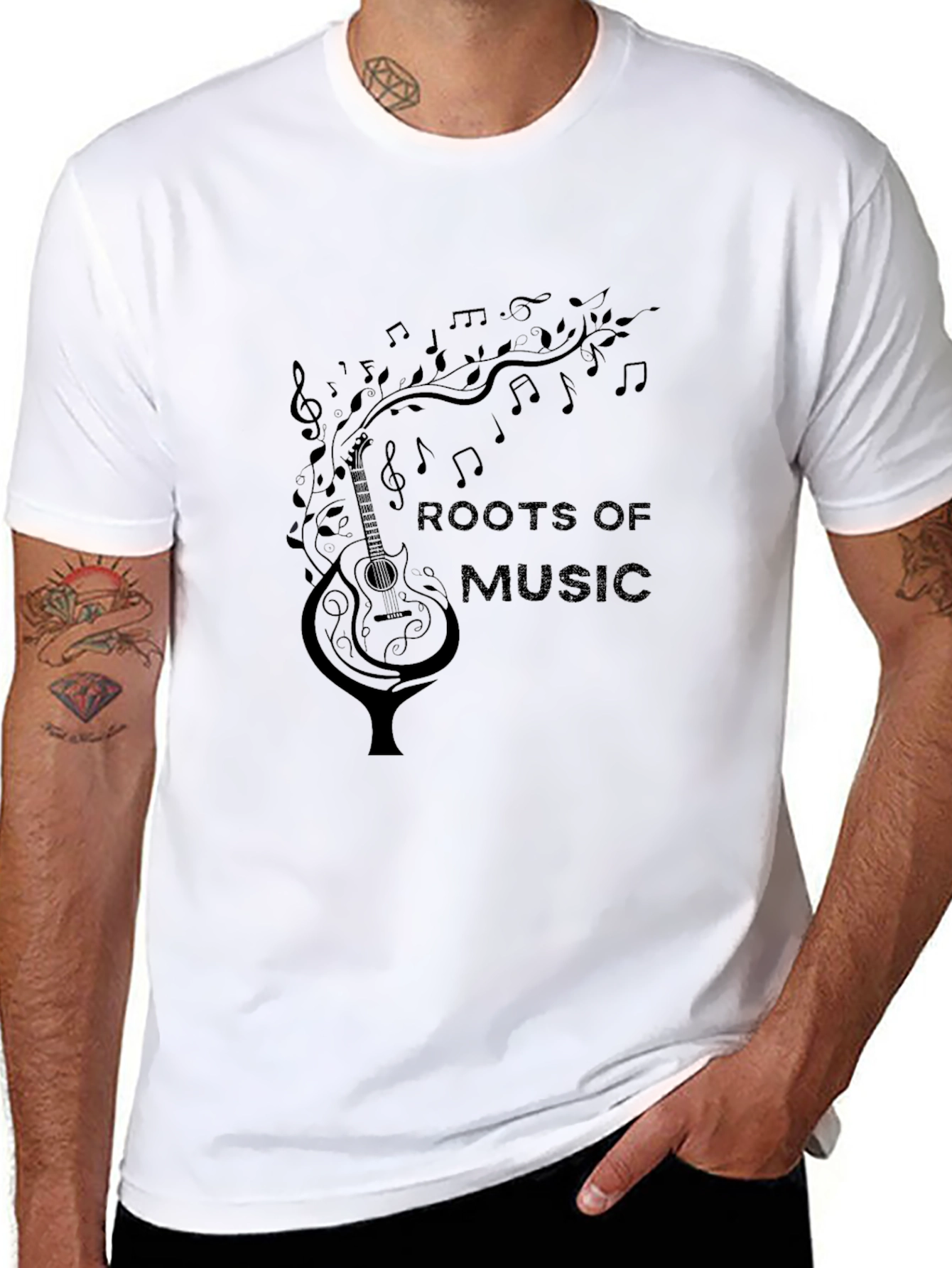 Roots of Music Graphic Black T-Shirt