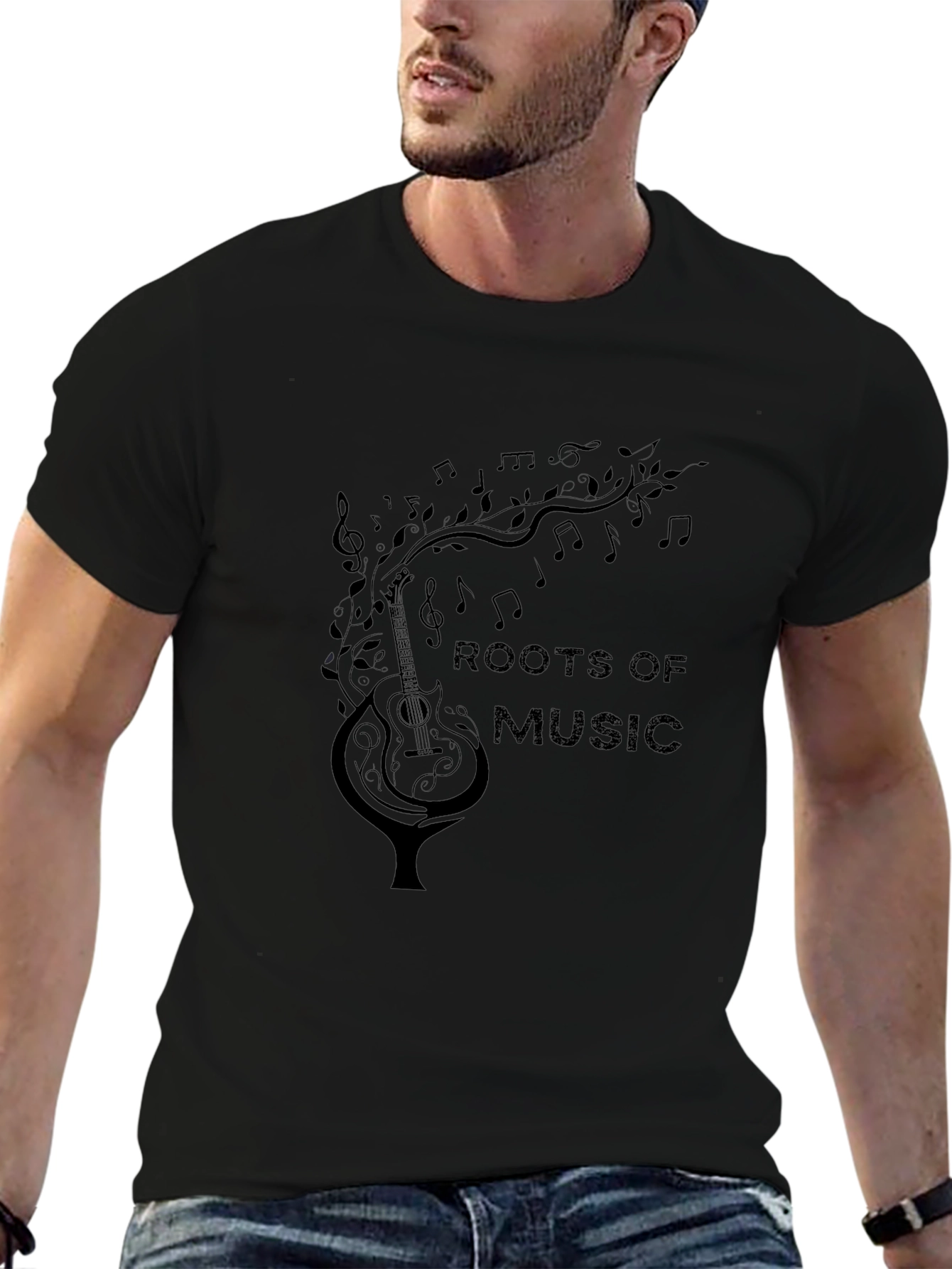 Roots of Music Graphic Black T-Shirt