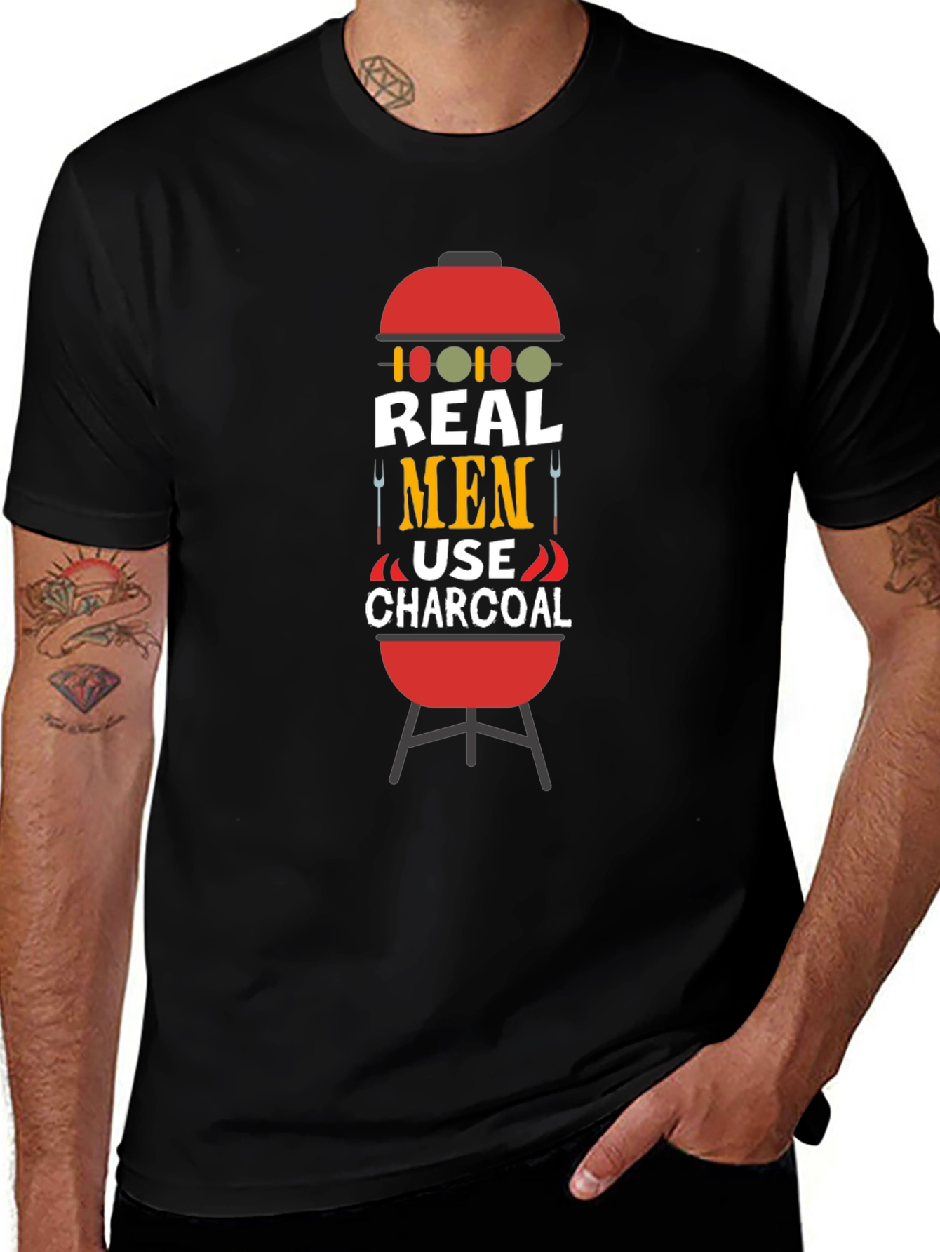 Real Men Use Charcoal BBQ Graphic Tee