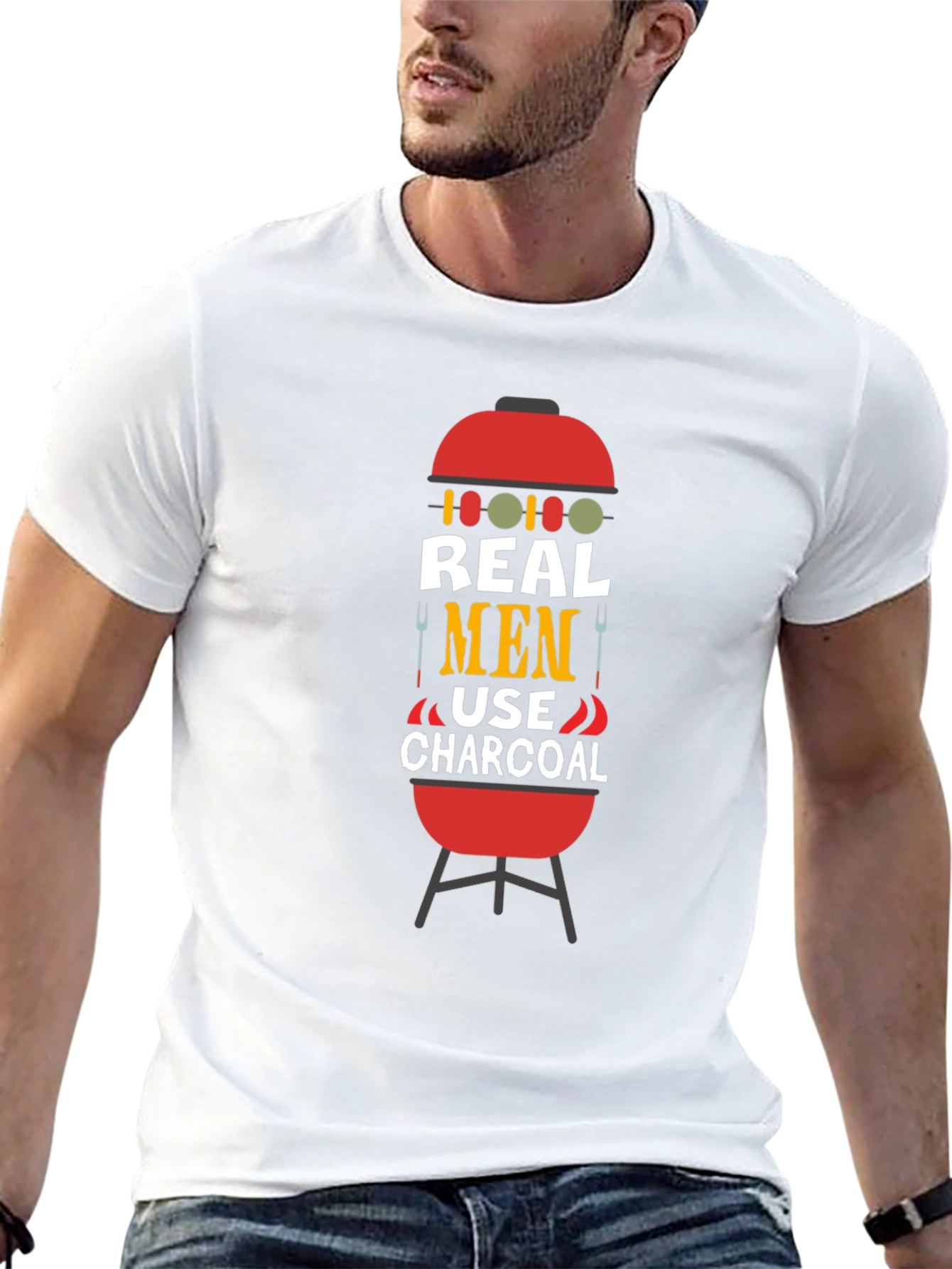 Real Men Use Charcoal BBQ Graphic Tee