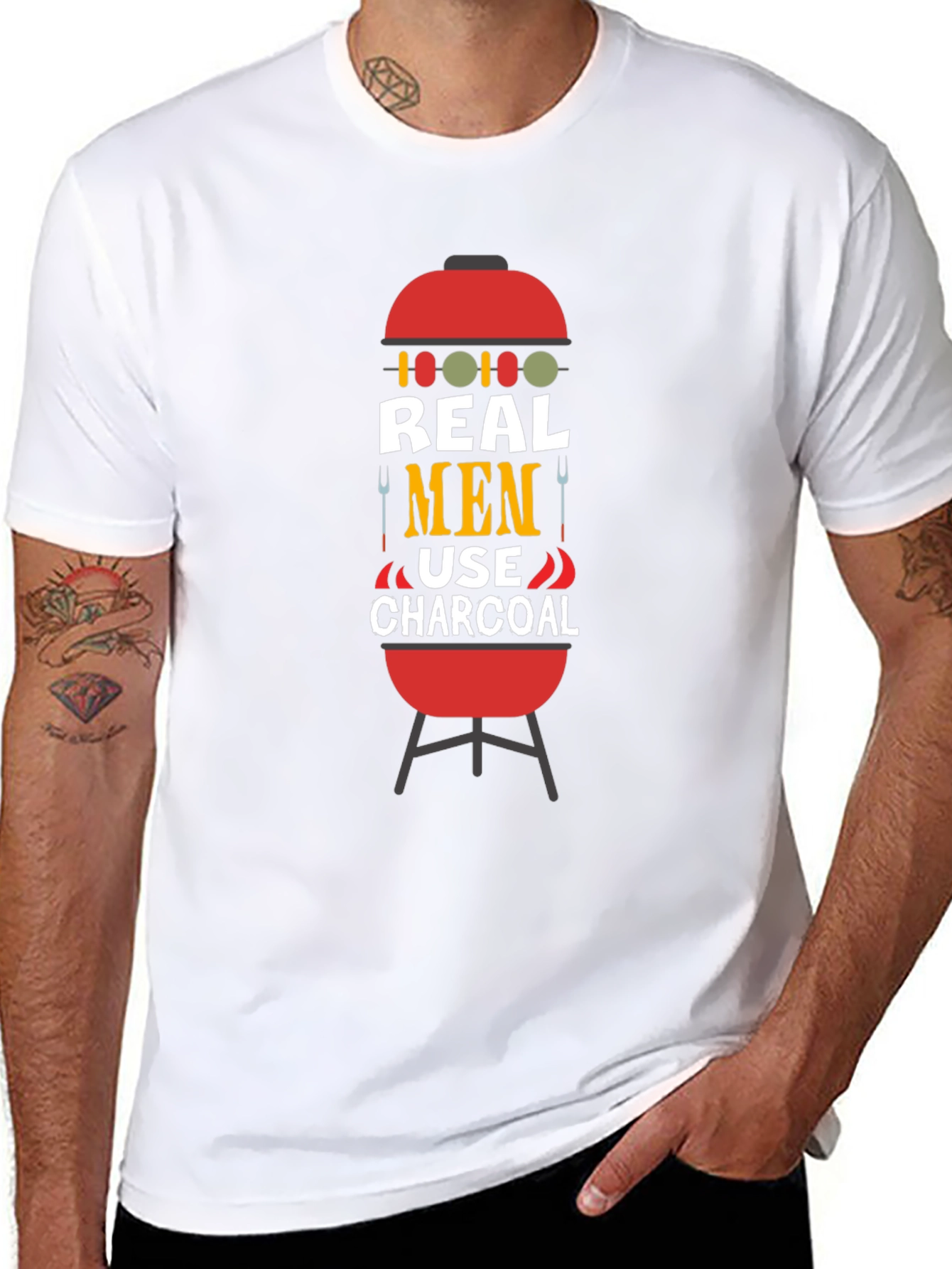 Real Men Use Charcoal BBQ Graphic Tee