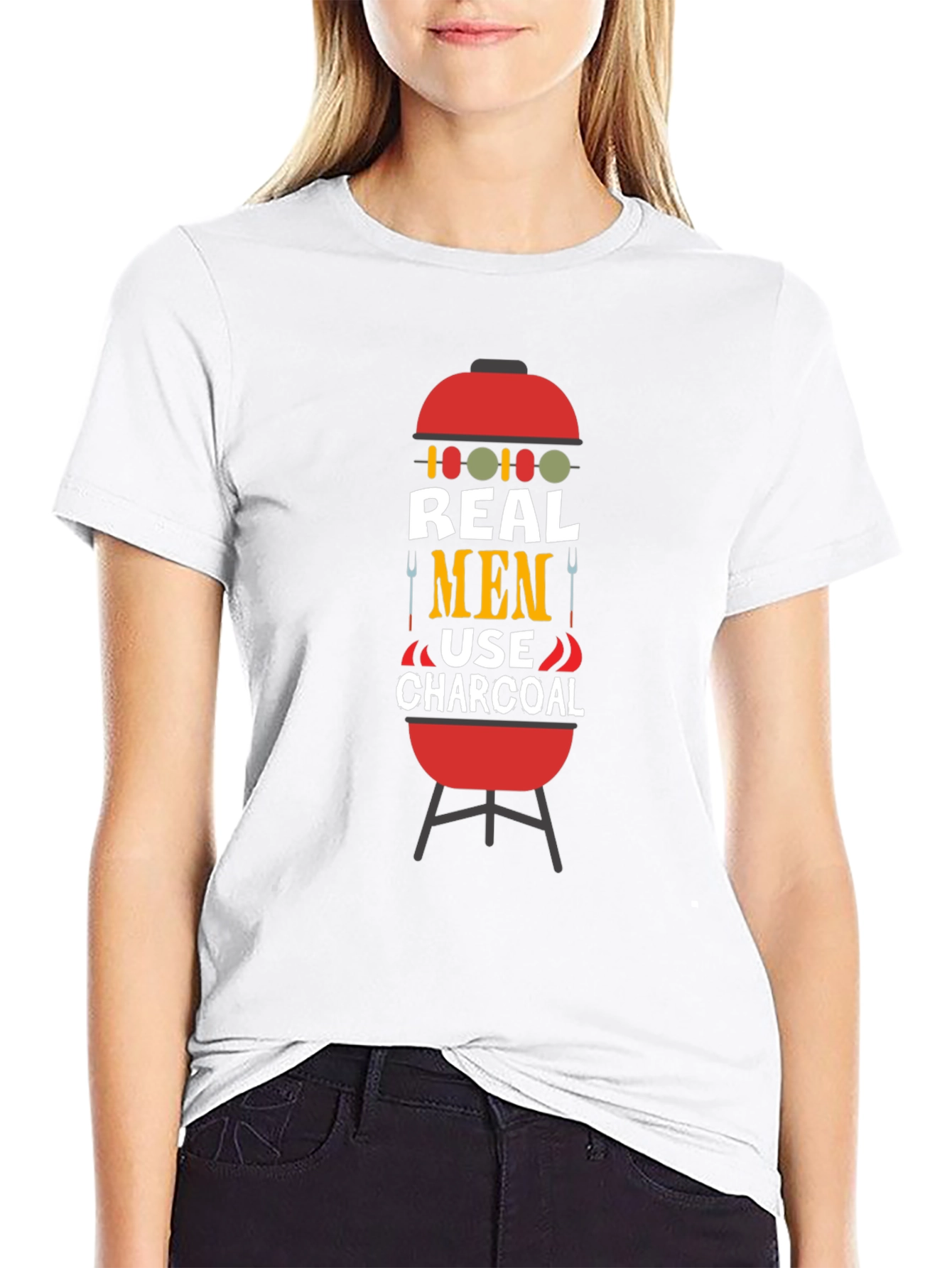 Real Men Use Charcoal BBQ Graphic Tee