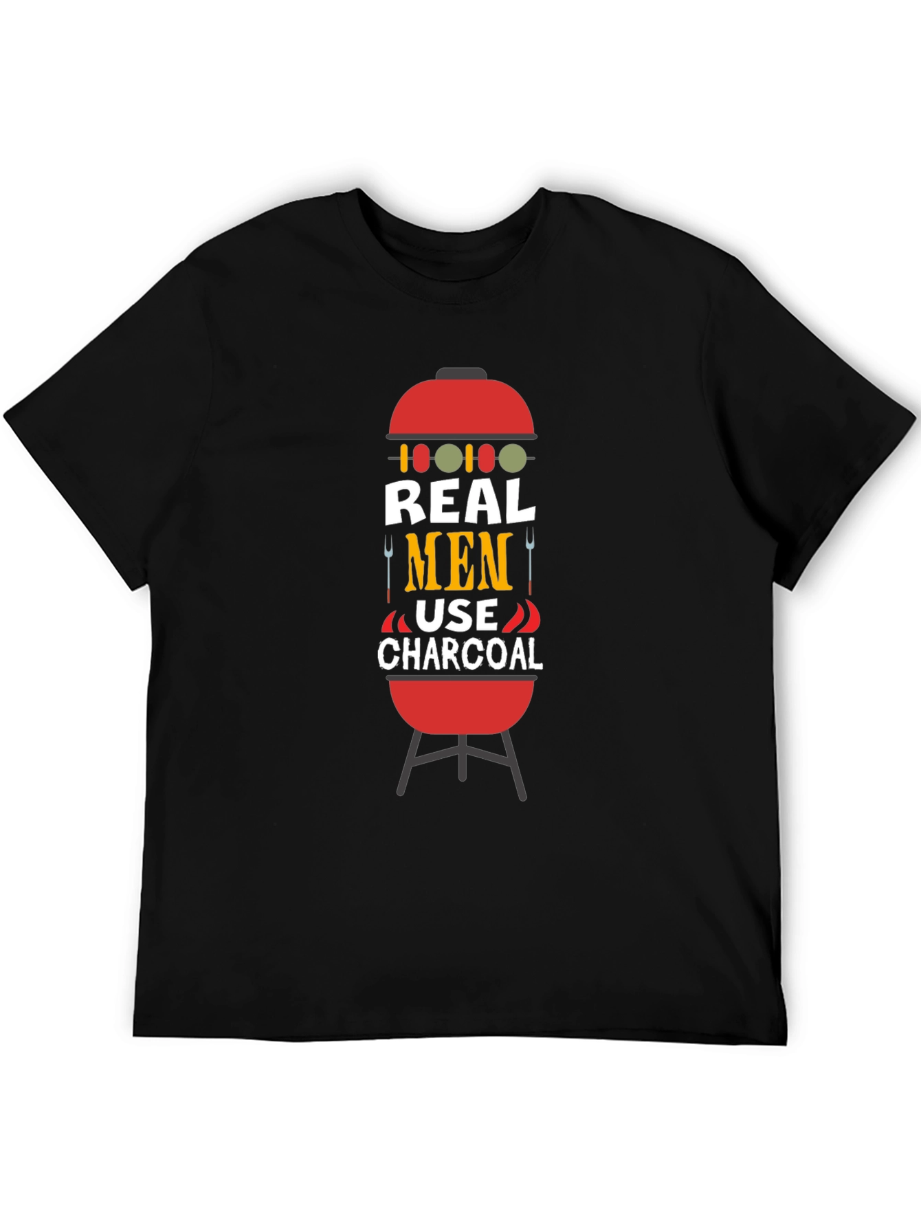 Real Men Use Charcoal BBQ Graphic Tee