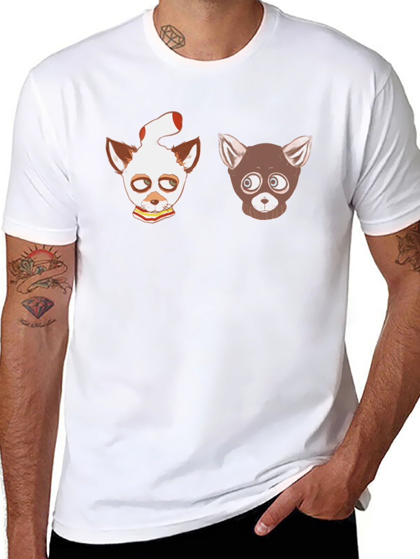 Cartoon Animal Graphic Black T-Shirt