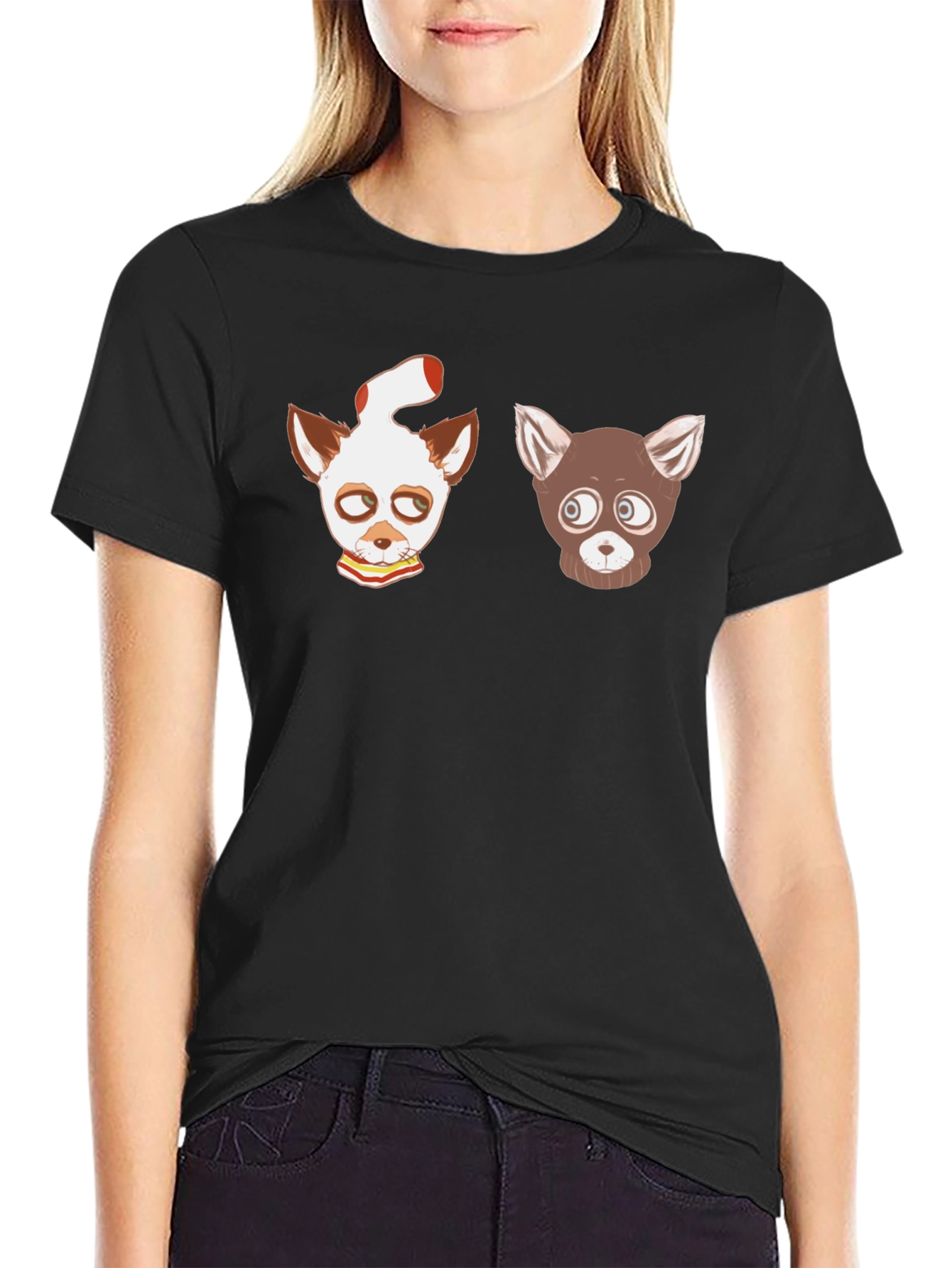 Cartoon Animal Graphic Black T-Shirt