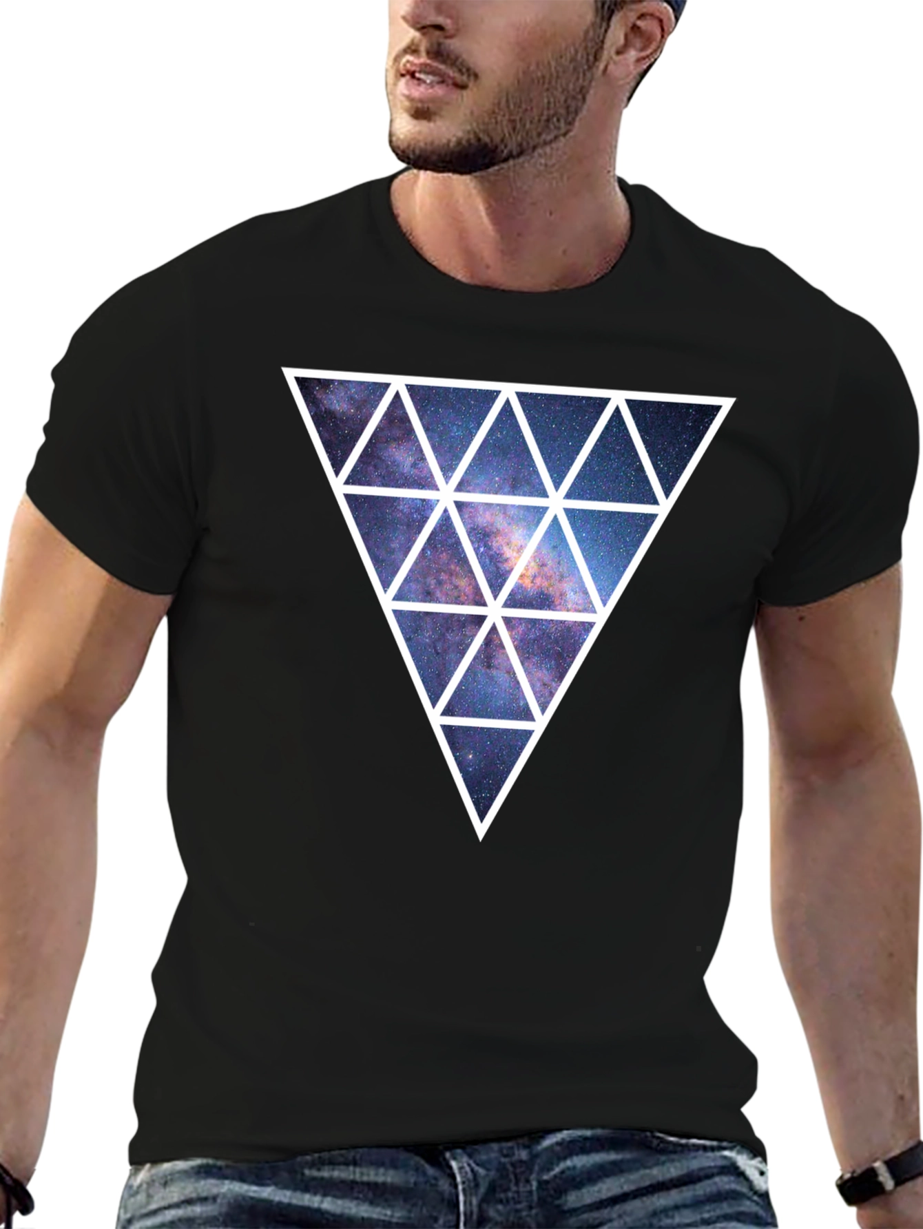 Galaxy Triangle Graphic Tee - Mens Black T-Shirt