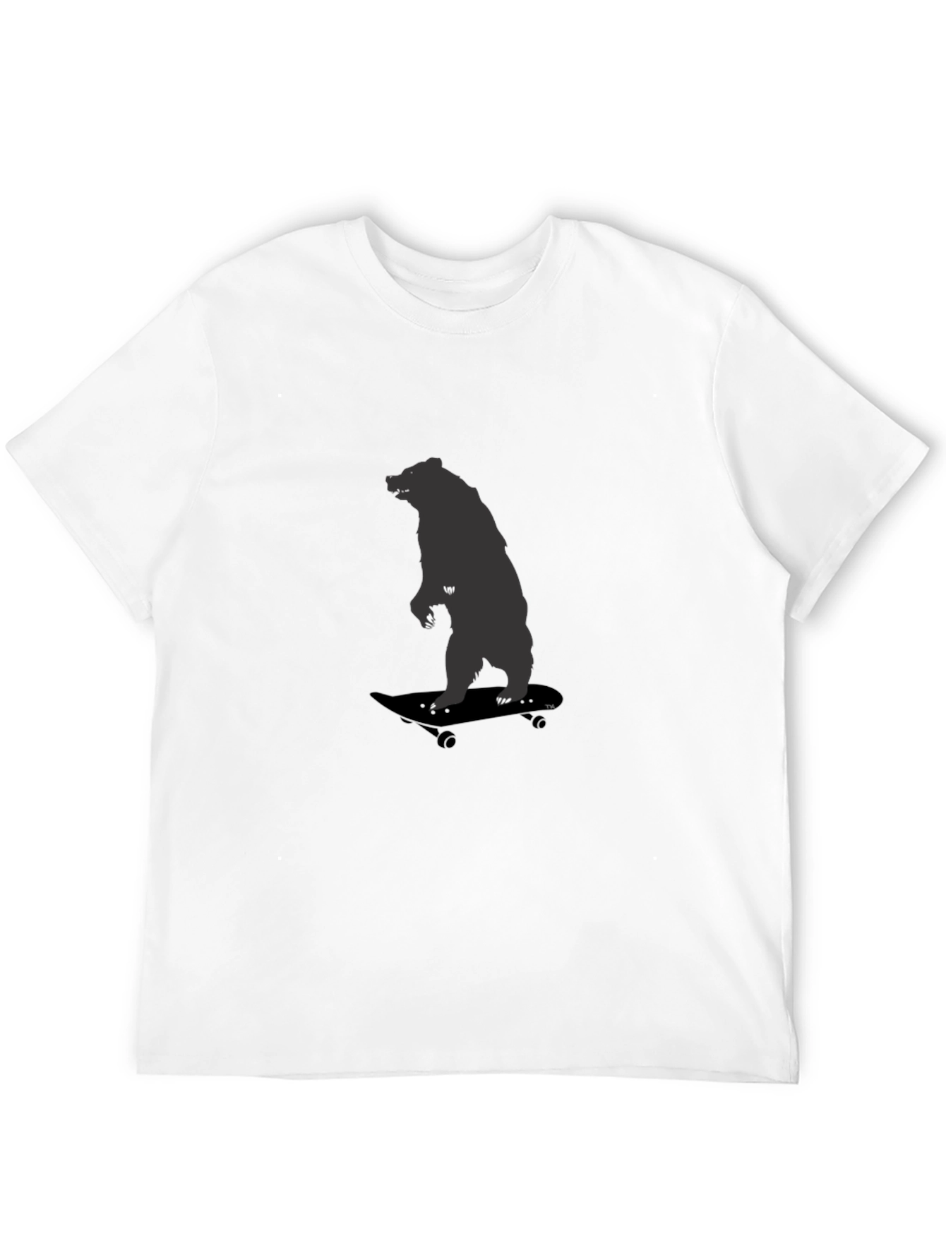 Bear on Skateboard Graphic Tee - Cool Black T-Shirt