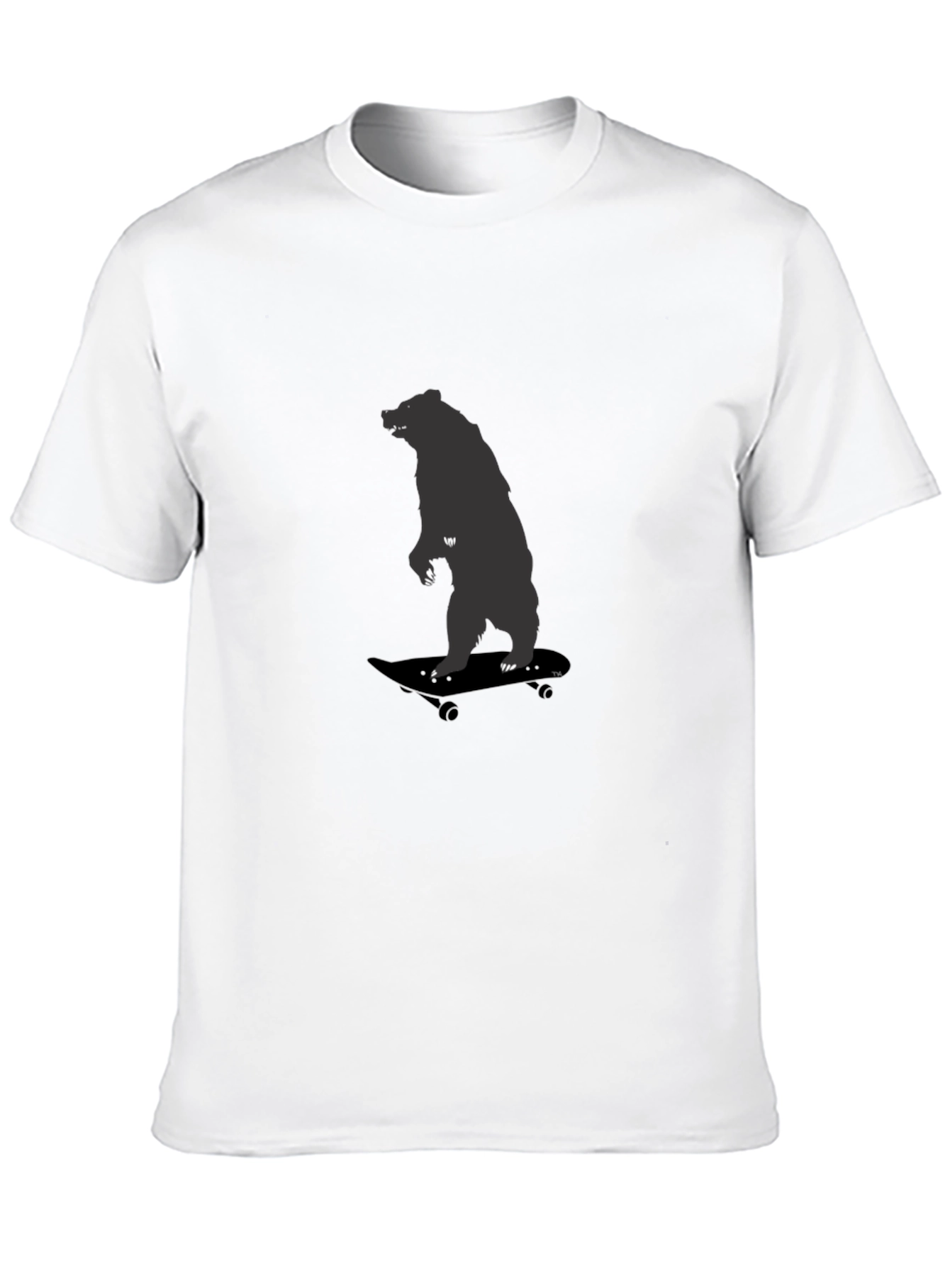 Bear on Skateboard Graphic Tee - Cool Black T-Shirt