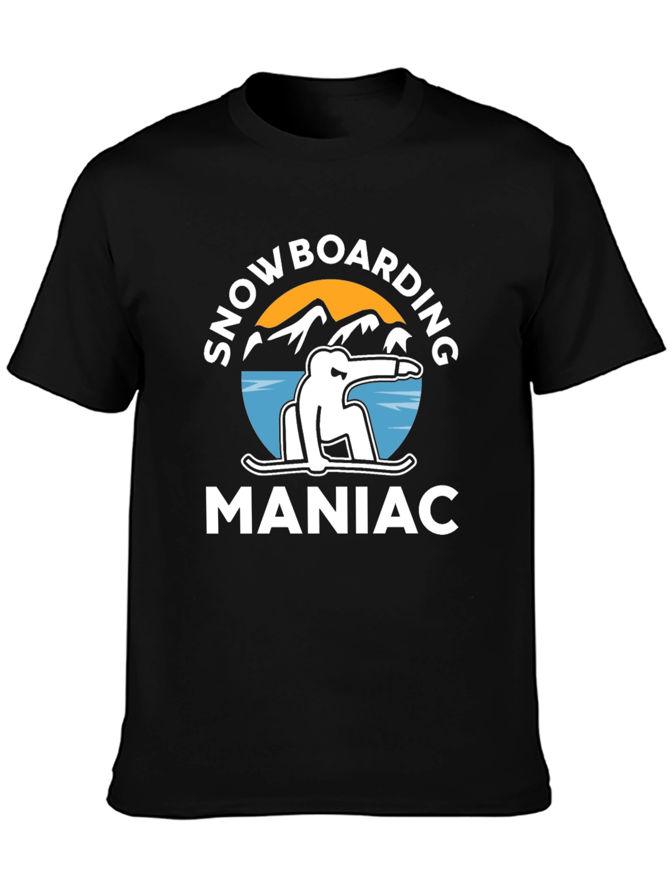 Snowboarding Maniac Graphic Tee - Black