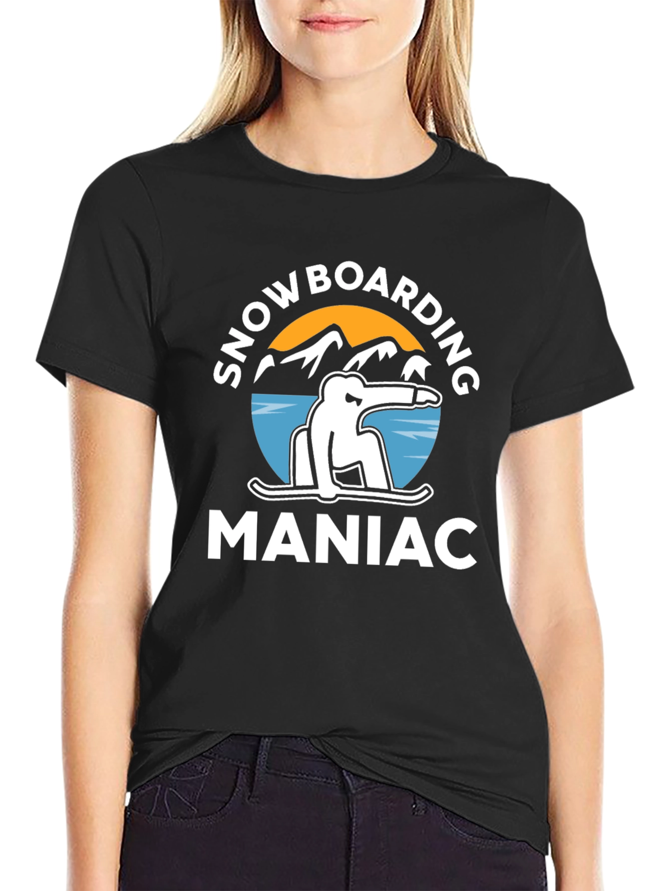 Snowboarding Maniac Graphic Tee - Black