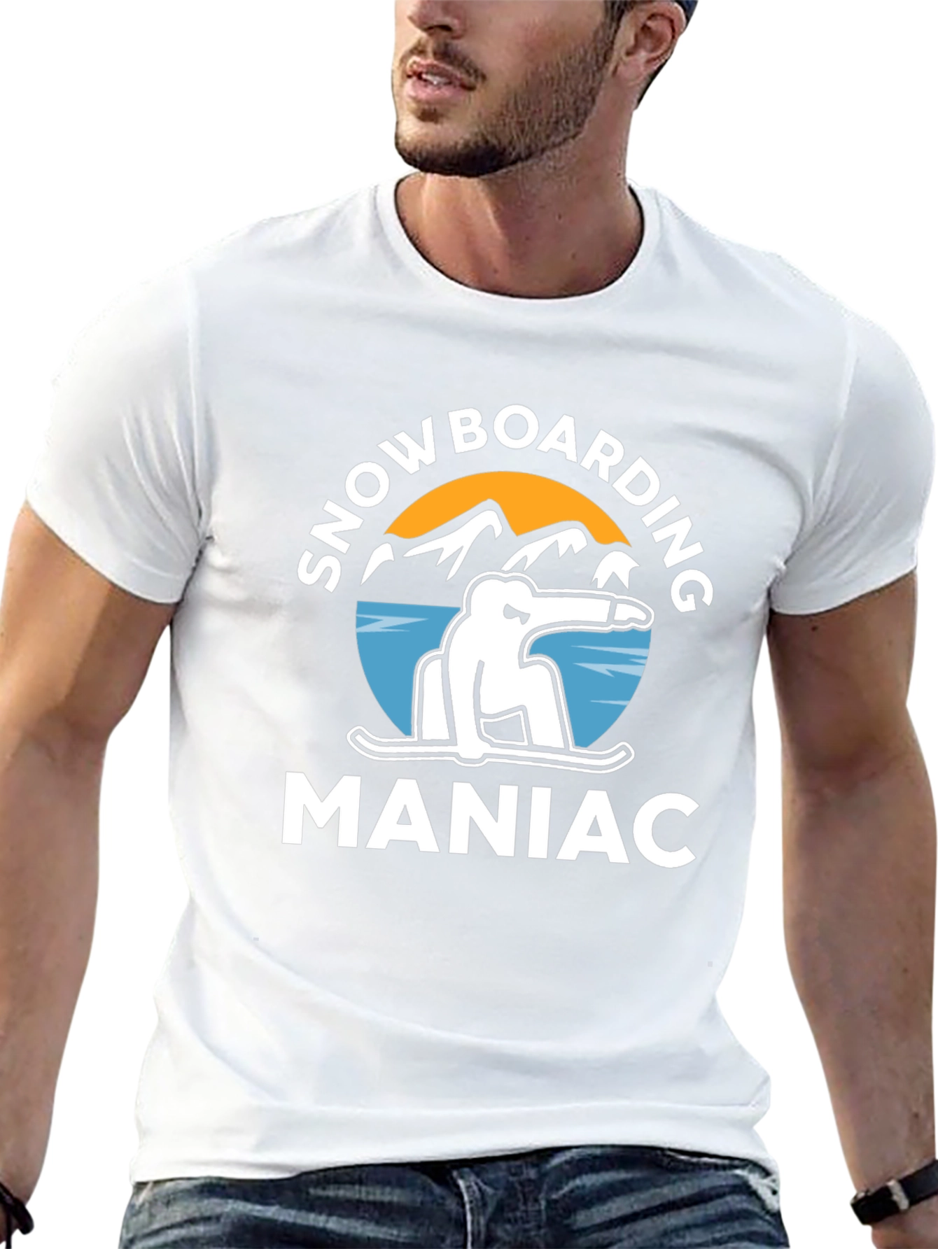 Snowboarding Maniac Graphic Tee - Black