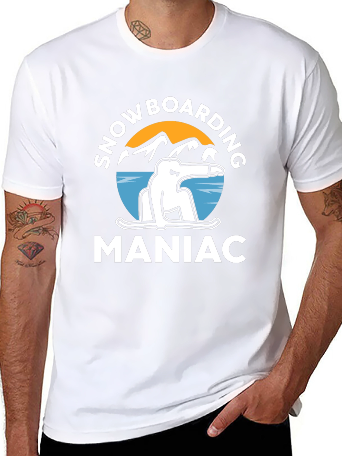 Snowboarding Maniac Graphic Tee - Black